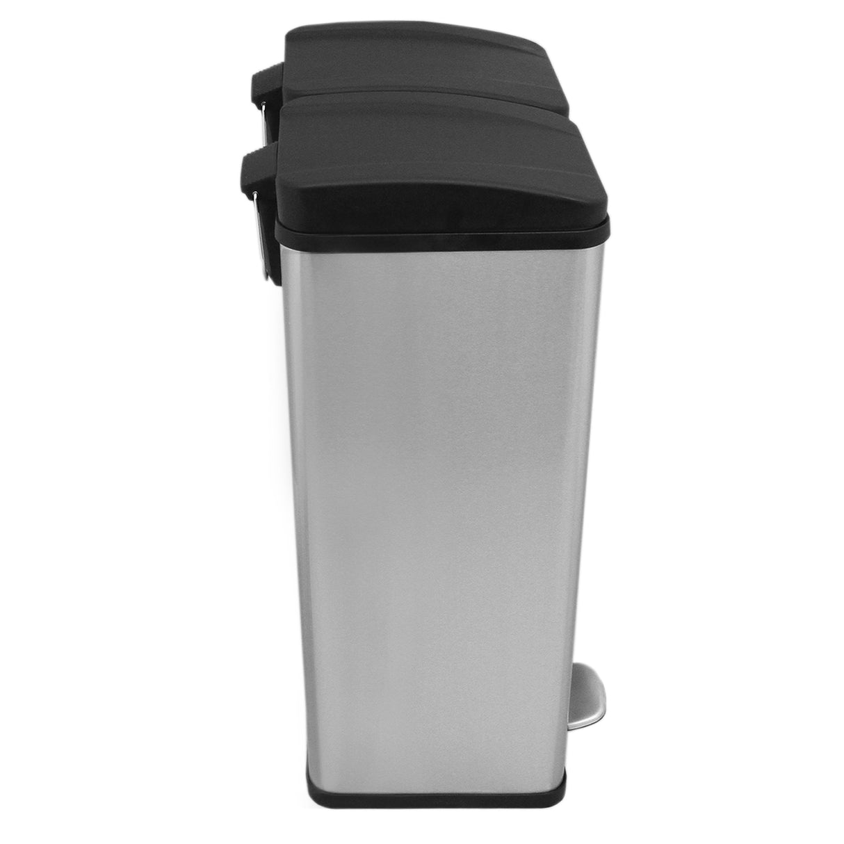 Lixeira com Pedal Duplo 2x30L Reciclagem, Prata