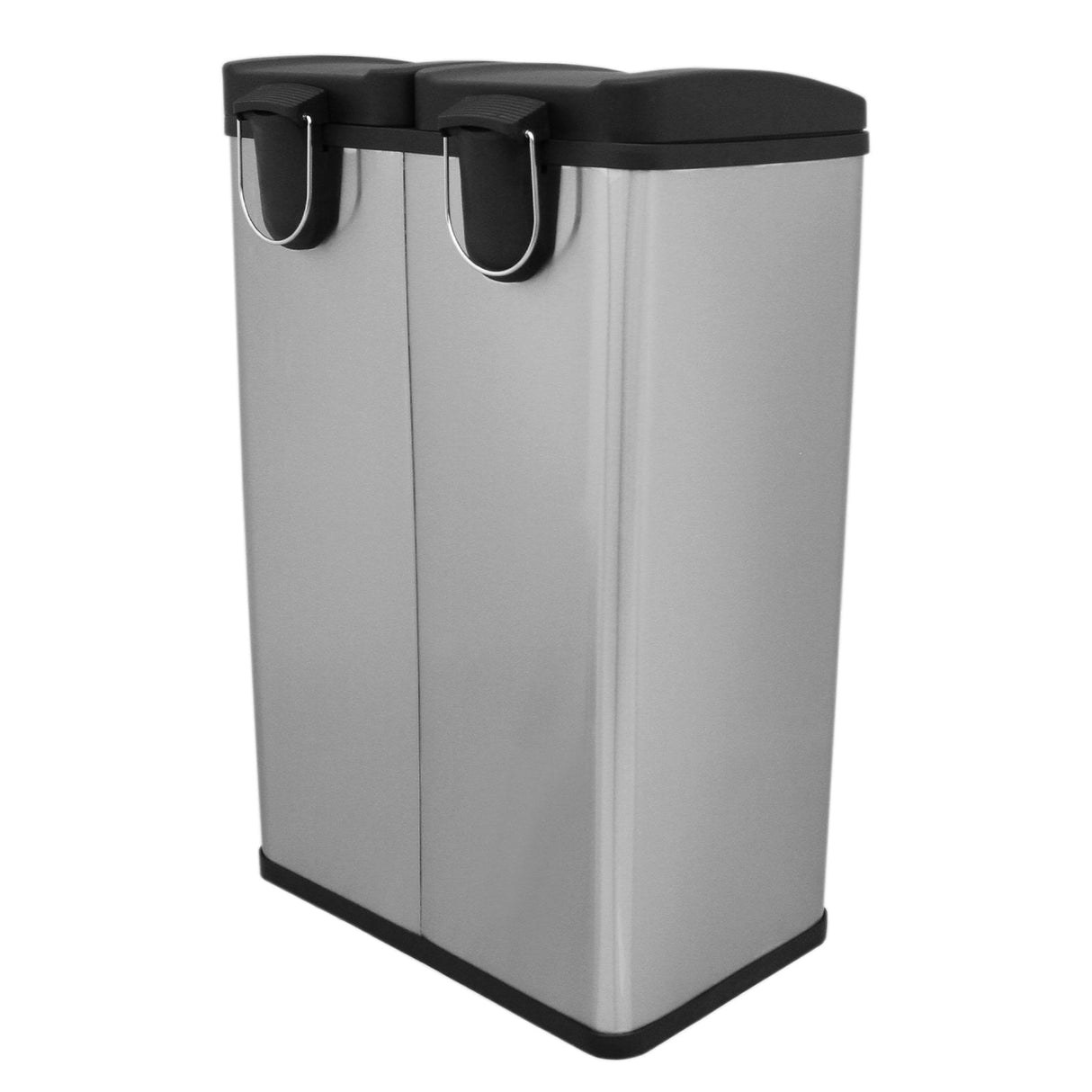 Lixeira com Pedal Duplo 2x30L Reciclagem, Prata