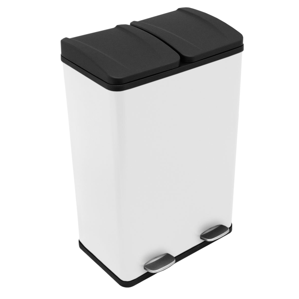 Lixeira com Pedal Duplo 2x30L Reciclagem, Branca