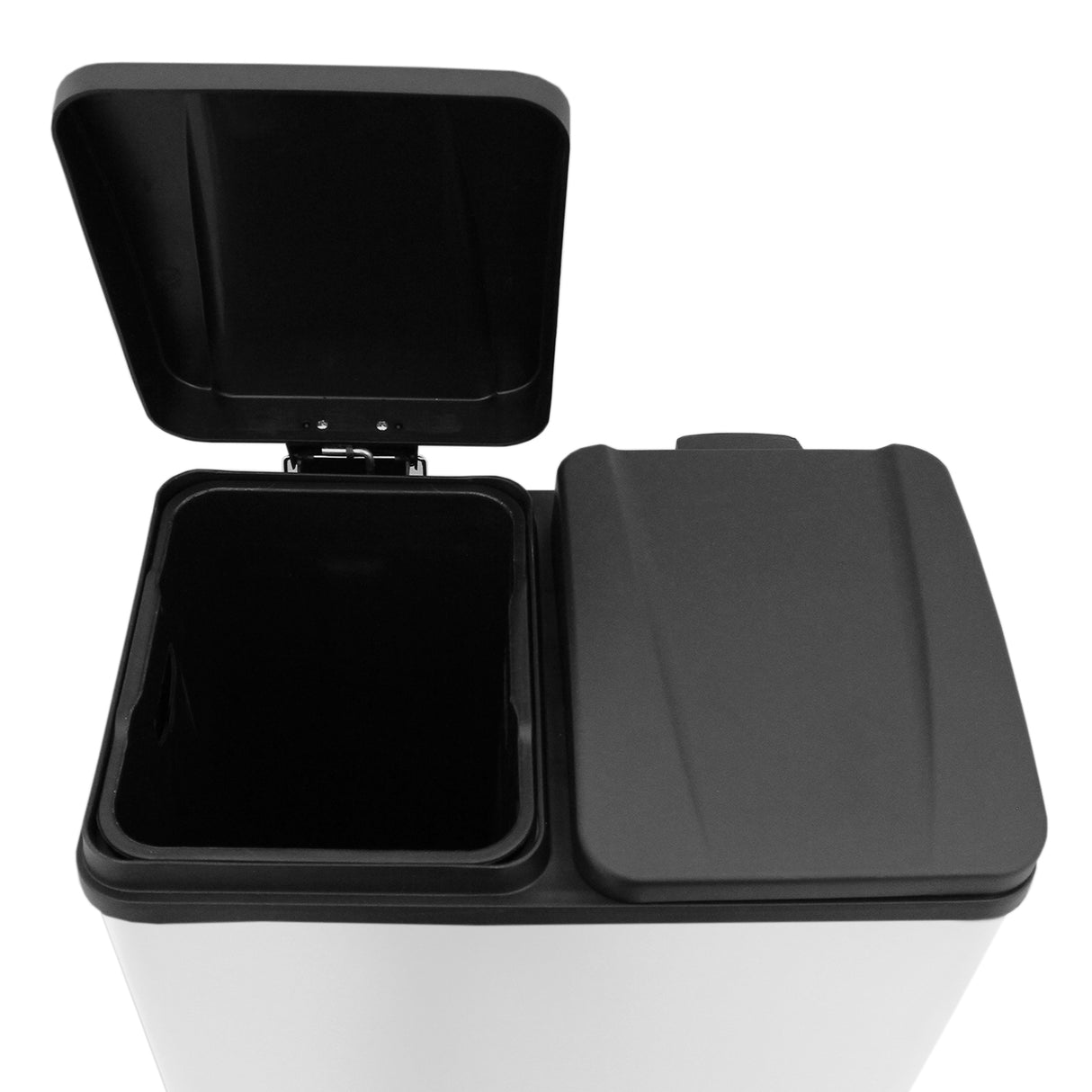 Lixeira com Pedal Duplo 2x30L Reciclagem, Branca