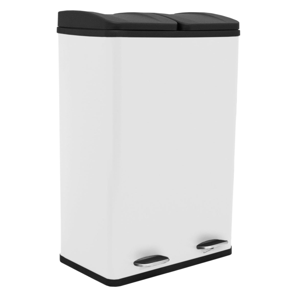 Lixeira com Pedal Duplo 2x30L Reciclagem, Branca