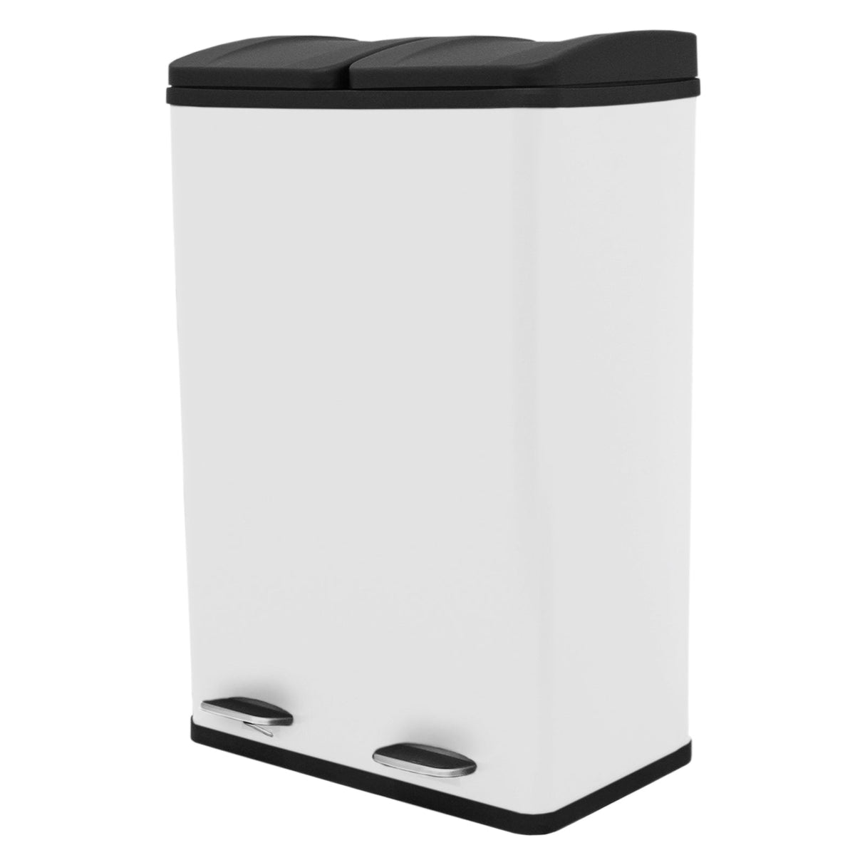 Lixeira com Pedal Duplo 2x30L Reciclagem, Branca