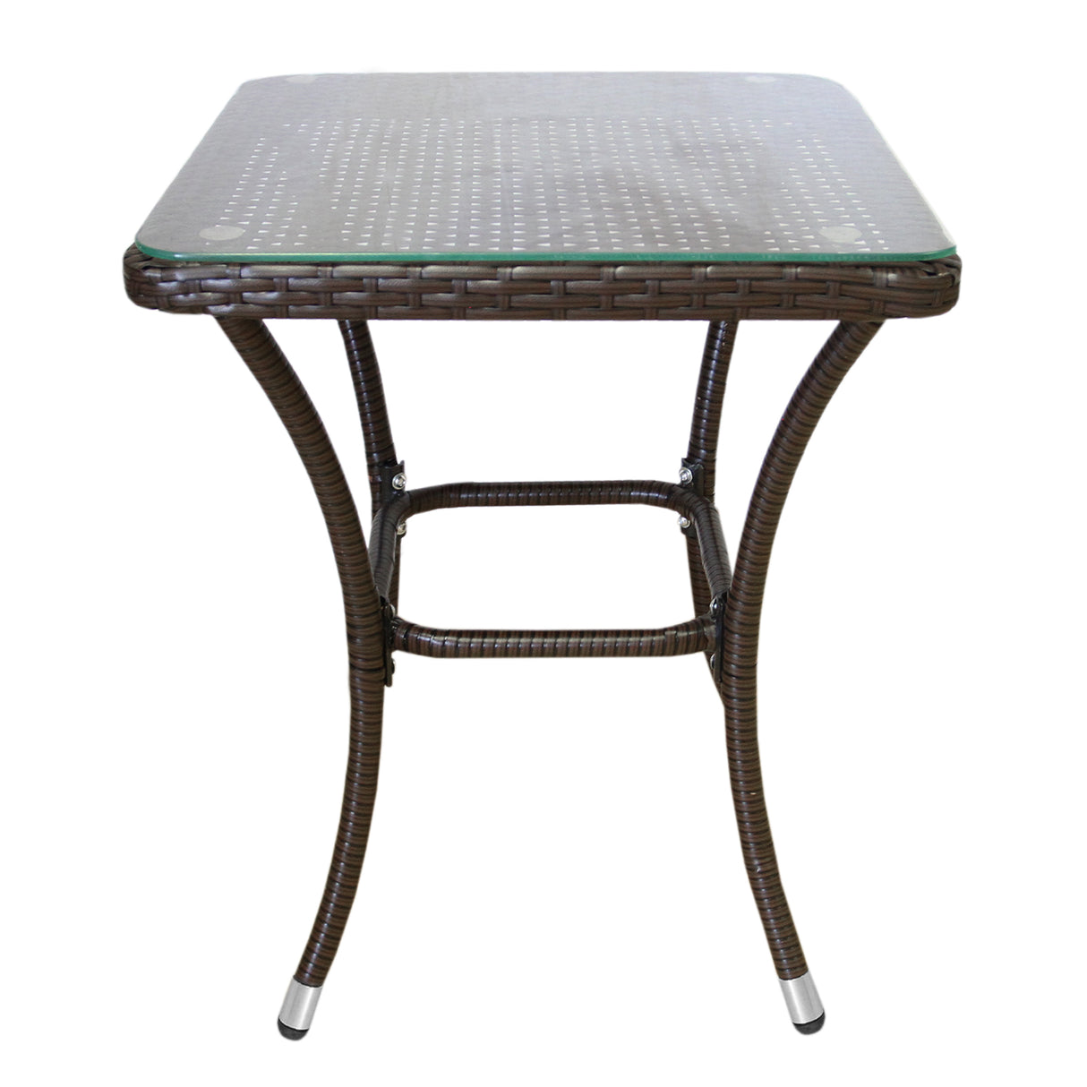 Conjunto bistró de rattan, 3 peças, cadeira de jardim ao ar livre, mesa, pá tio, sala de jantar, varanda, marrom