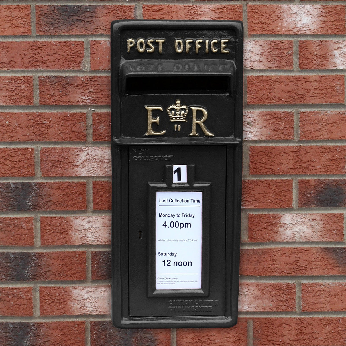 Royal Mail Post Box Preto Ferro Fundido Pilar Post Letter Box Wall Mount Postal