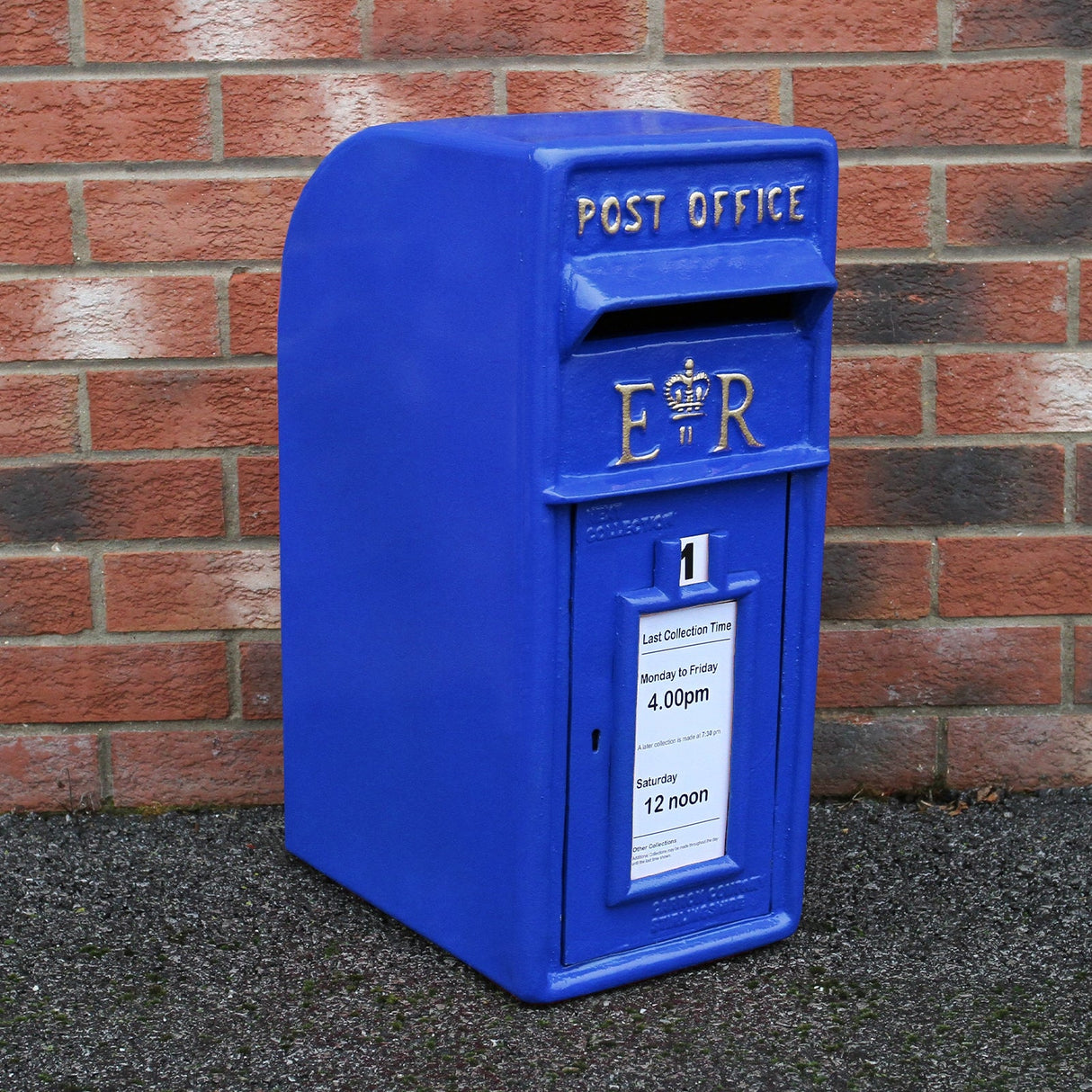 Royal Mail Post Box Azul Ferro Fundido Pilar Post Letter Box Wall Mount Postal