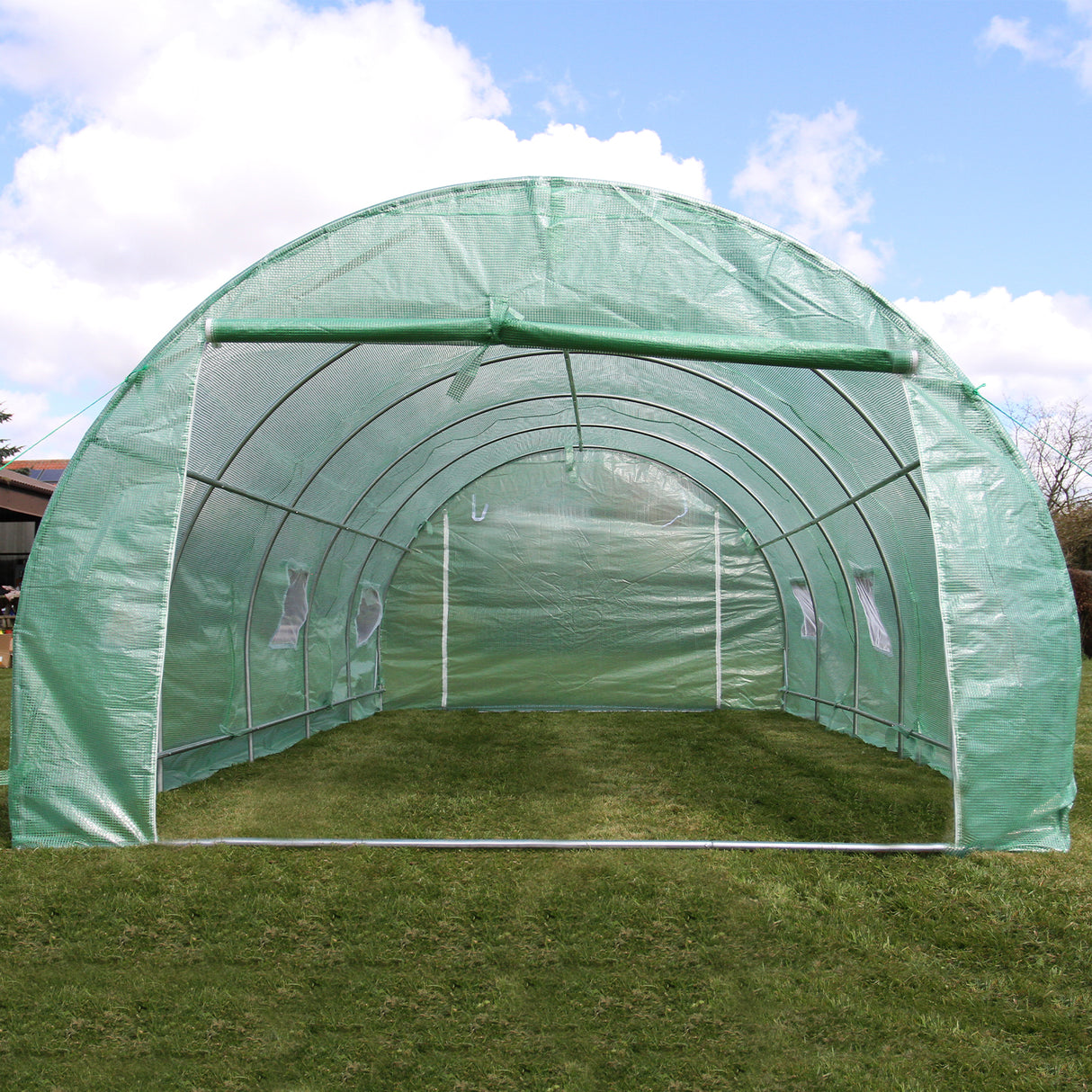 Estufa túnel com estantes de jardim galvanizadas, tenda de cultivo 25mm, 6m x 3m