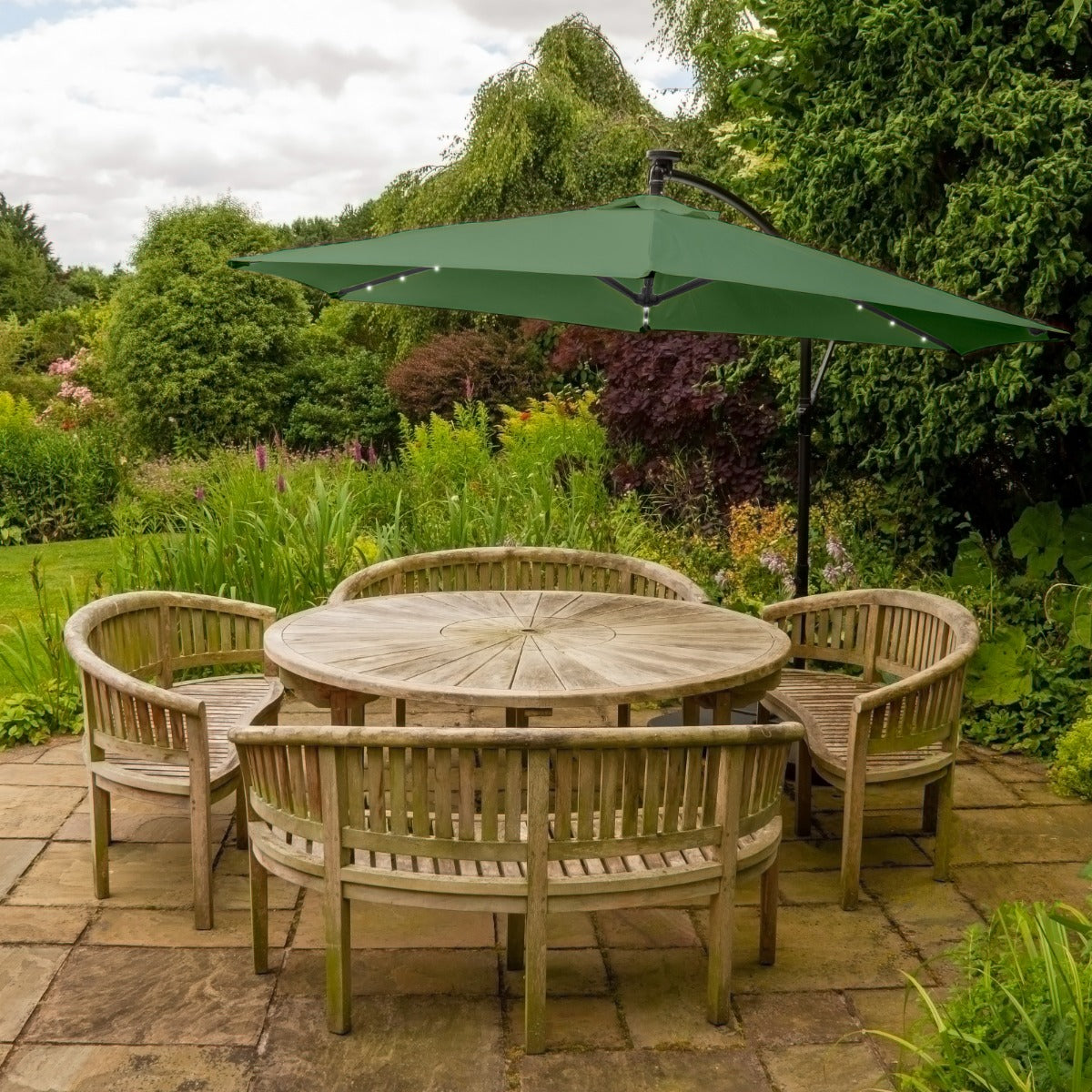 Guarda-chuva Cantilever 3m com Luzes LED - Verde