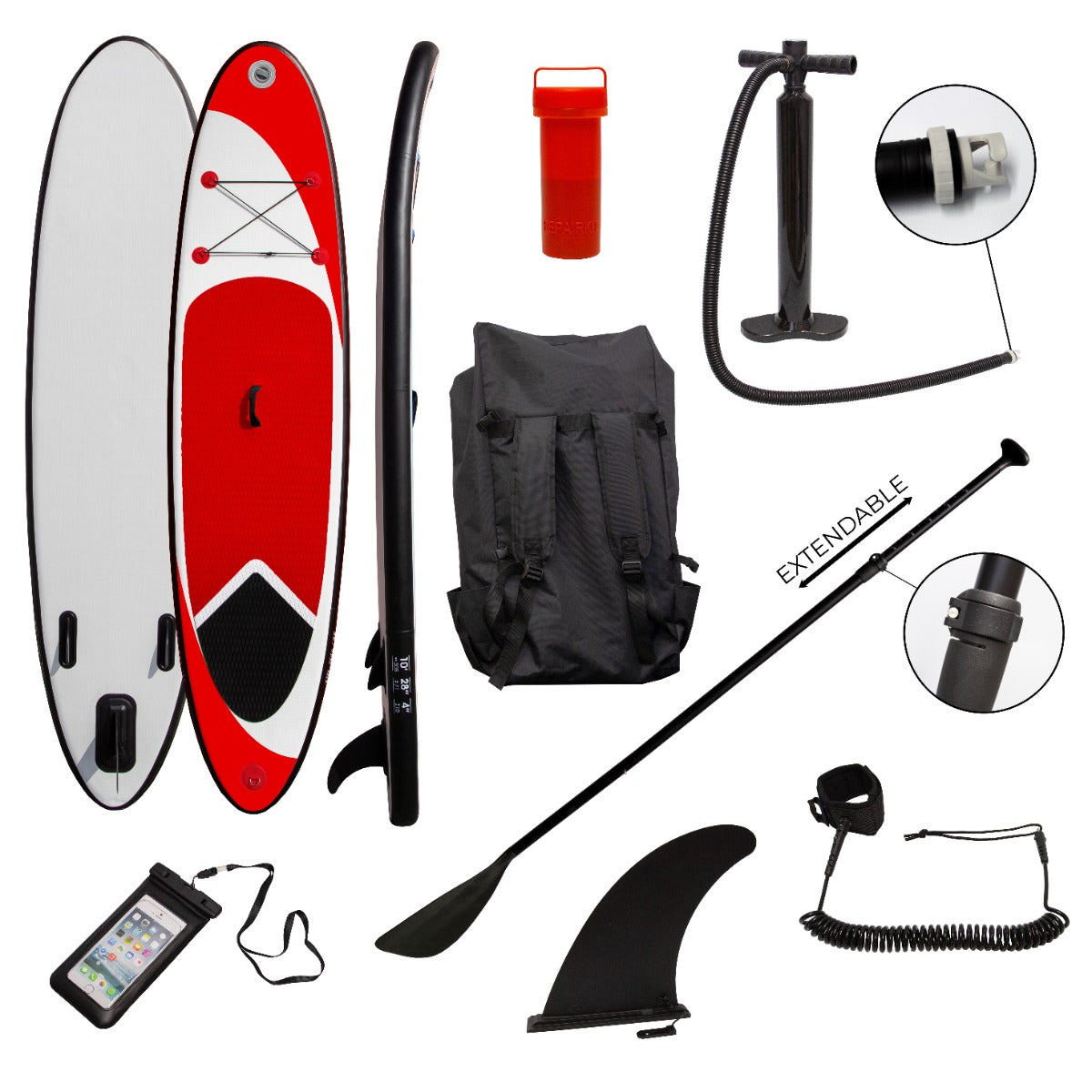 Prancha de paddle surf inflá vel vermelha 307 x 72 x 11cm