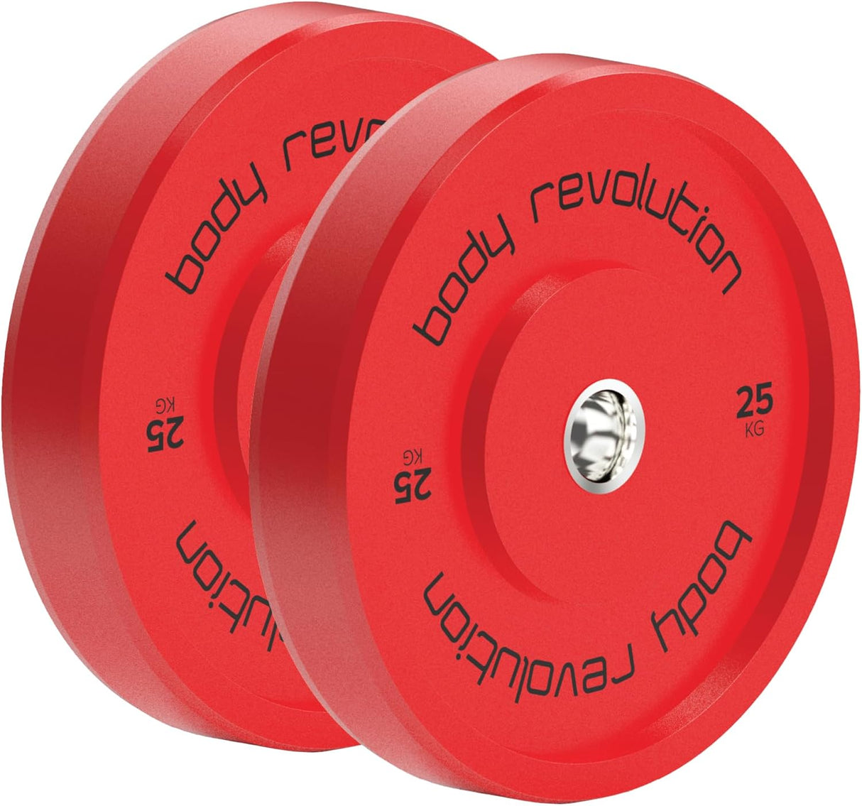 Body Revolution 2 x 25kg Discos Olímpicos Bumper – Vermelho