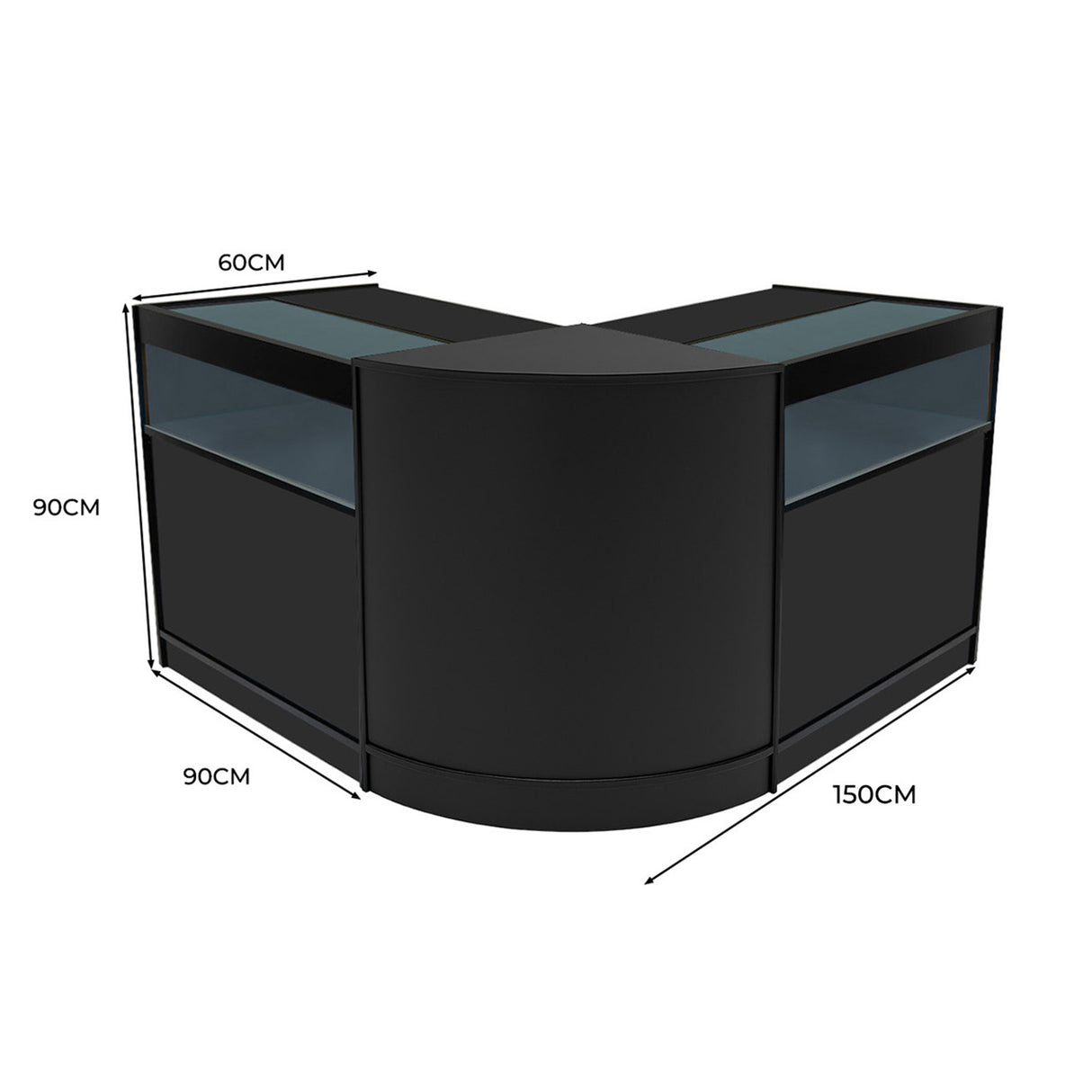 Conjunto de Balcões Comerciais com Luz LED "IRIS" CM60+ 2x B900 – cor Preto