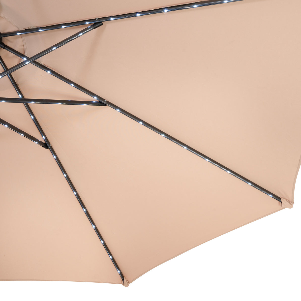 Guarda-Sol Inclinável LED 2,7 m com Base – Bege