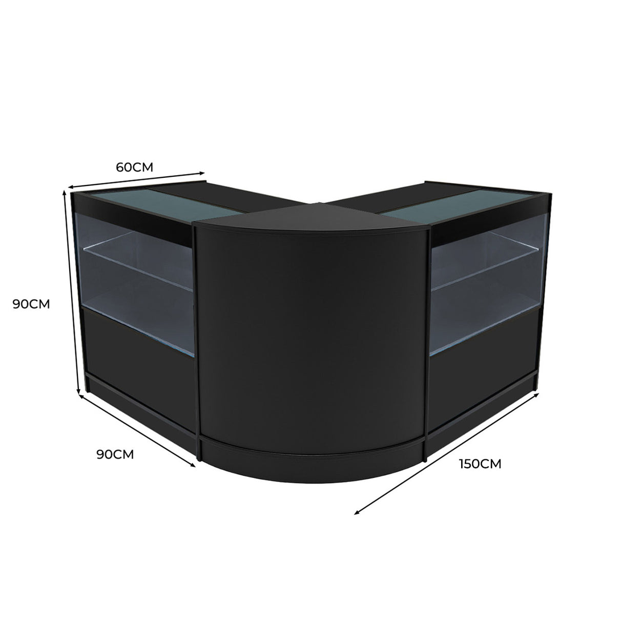 Conjunto de Balcões Comerciais com Luz LED "SELENE" CM60+ 2x C900 – cor Preto