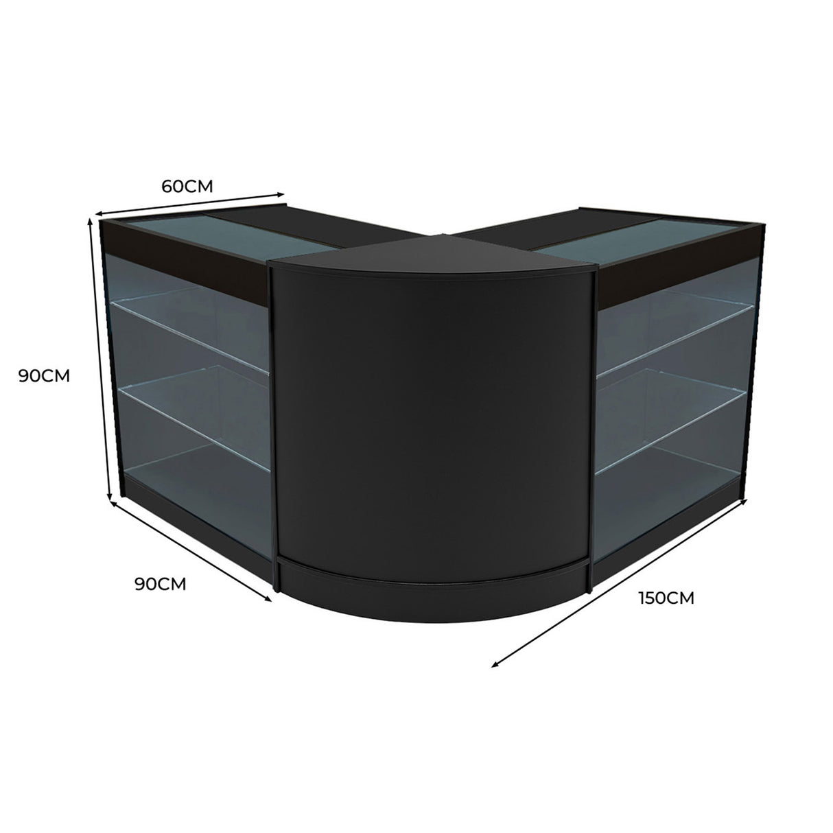 Conjunto de Balcões Comerciais com Luz LED "HELIOS" CM60+ 2x K900 – cor Preto