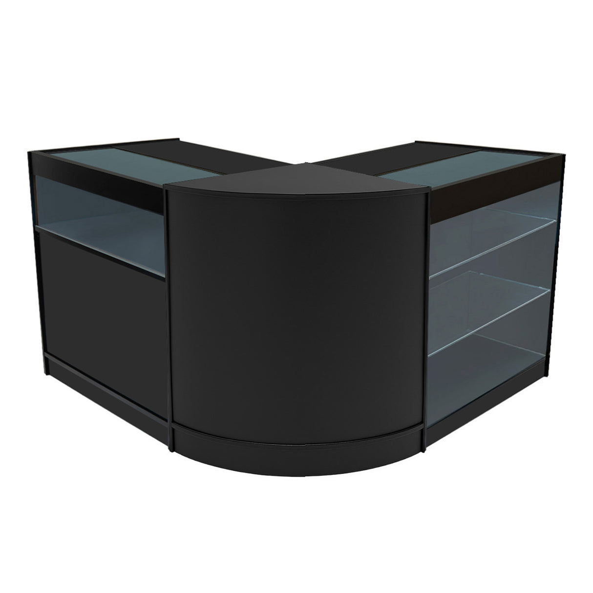 Conjunto de Balcões Comerciais com Luz LED "TRITON" CM60 + K900 + B900 – cor Preto