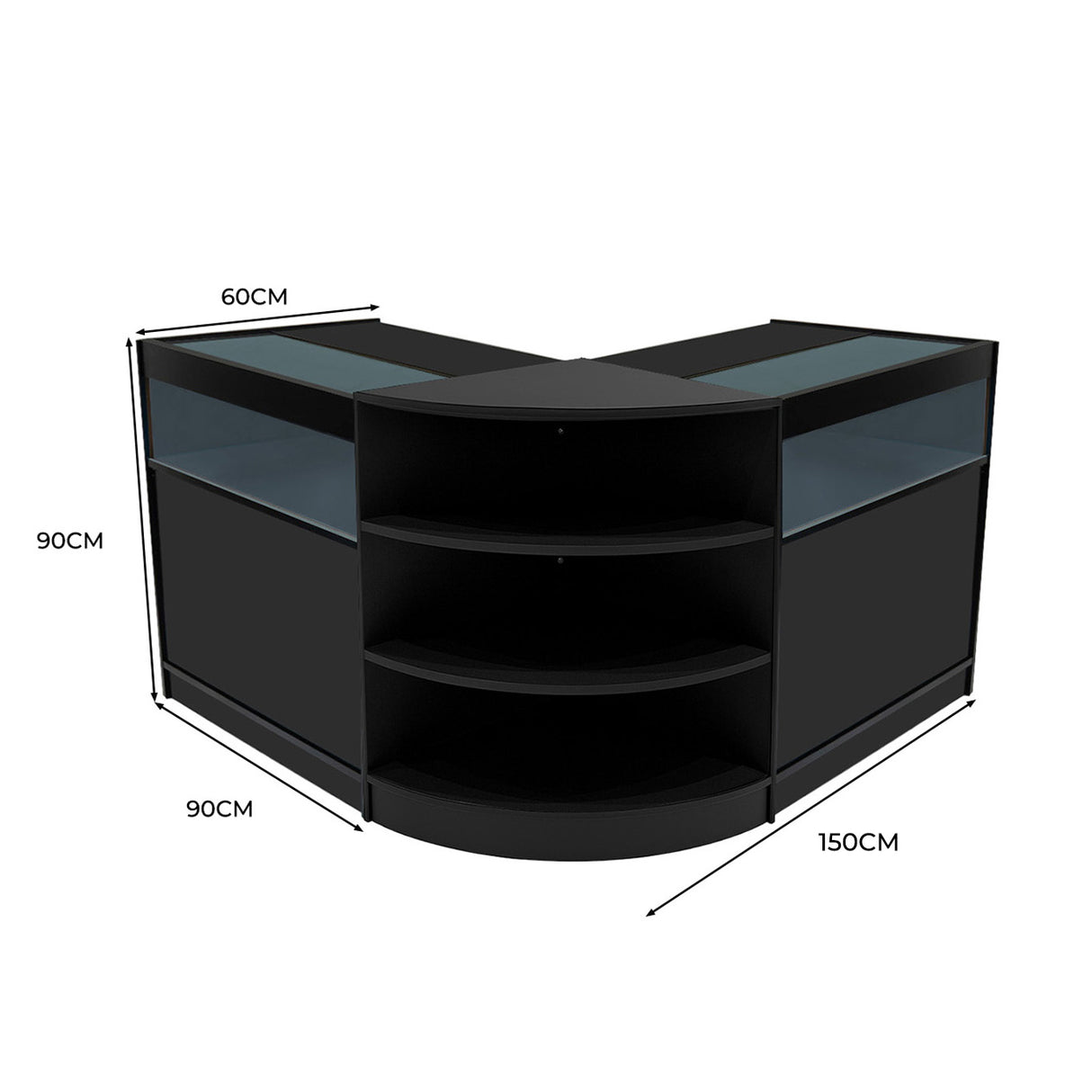Conjunto de Balcões Comerciais com Luz LED "THESEUS" LM60+ 2x B900 – cor Preto