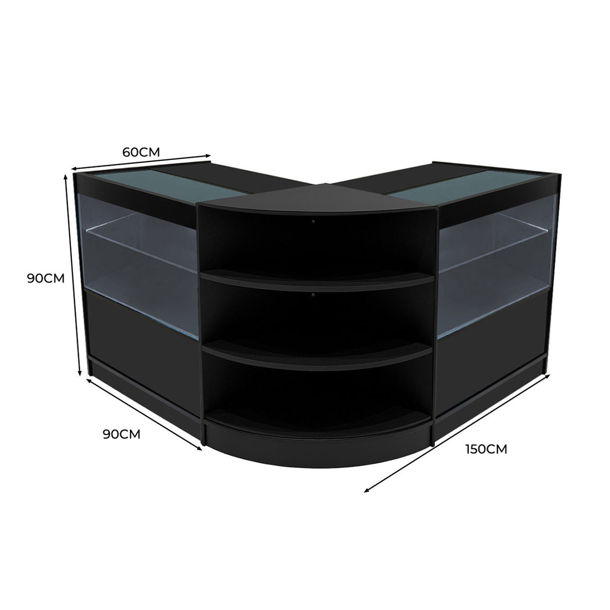 Conjunto de Balcões Comerciais com Luz LED "ANDROMEDA" LM60+ 2x C900 – cor Preto