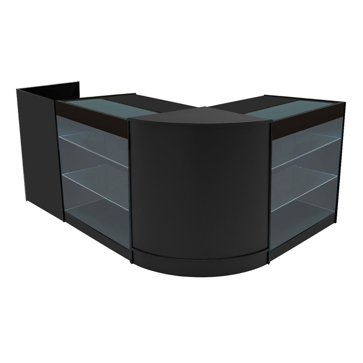 Conjunto de Balcões Comerciais com Luz LED "ARIES" CM60 + 2xK900 + TB60 – cor Preto