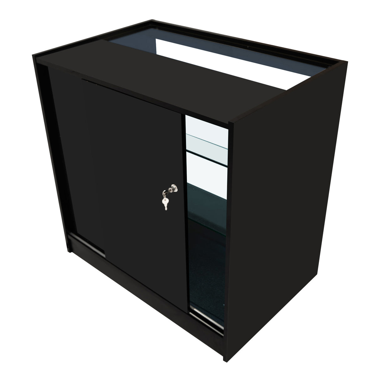 Conjunto de Balcões Comerciais com Luz LED "ARIES" CM60 + 2xK900 + TB60 – cor Preto