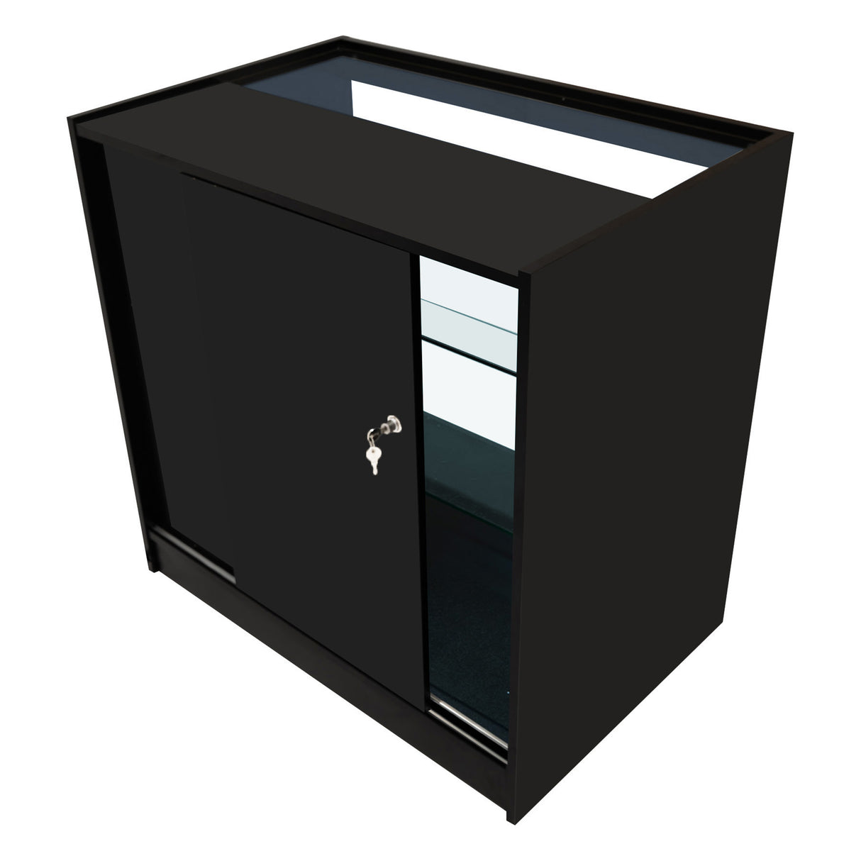 Conjunto de Balcões Comerciais com Luz LED "VEGA" CM60 + K900 + C900 + TB60 – cor Preto