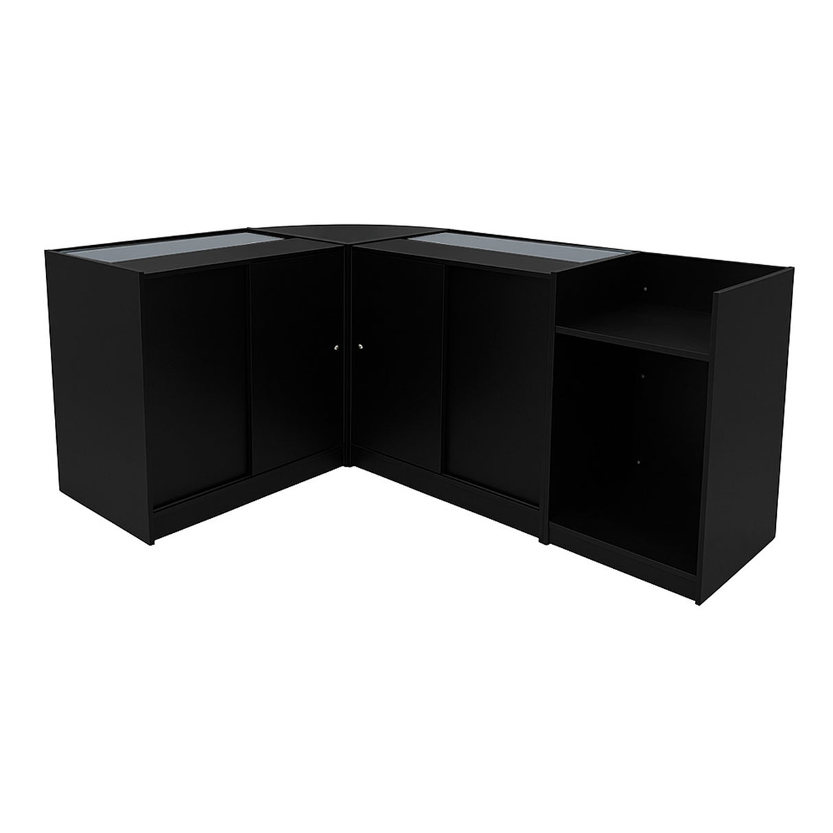 Conjunto de Balcões Comerciais com Luz LED "ECLIPSE" LM60 + 2xC900 + TB60 – cor Preto