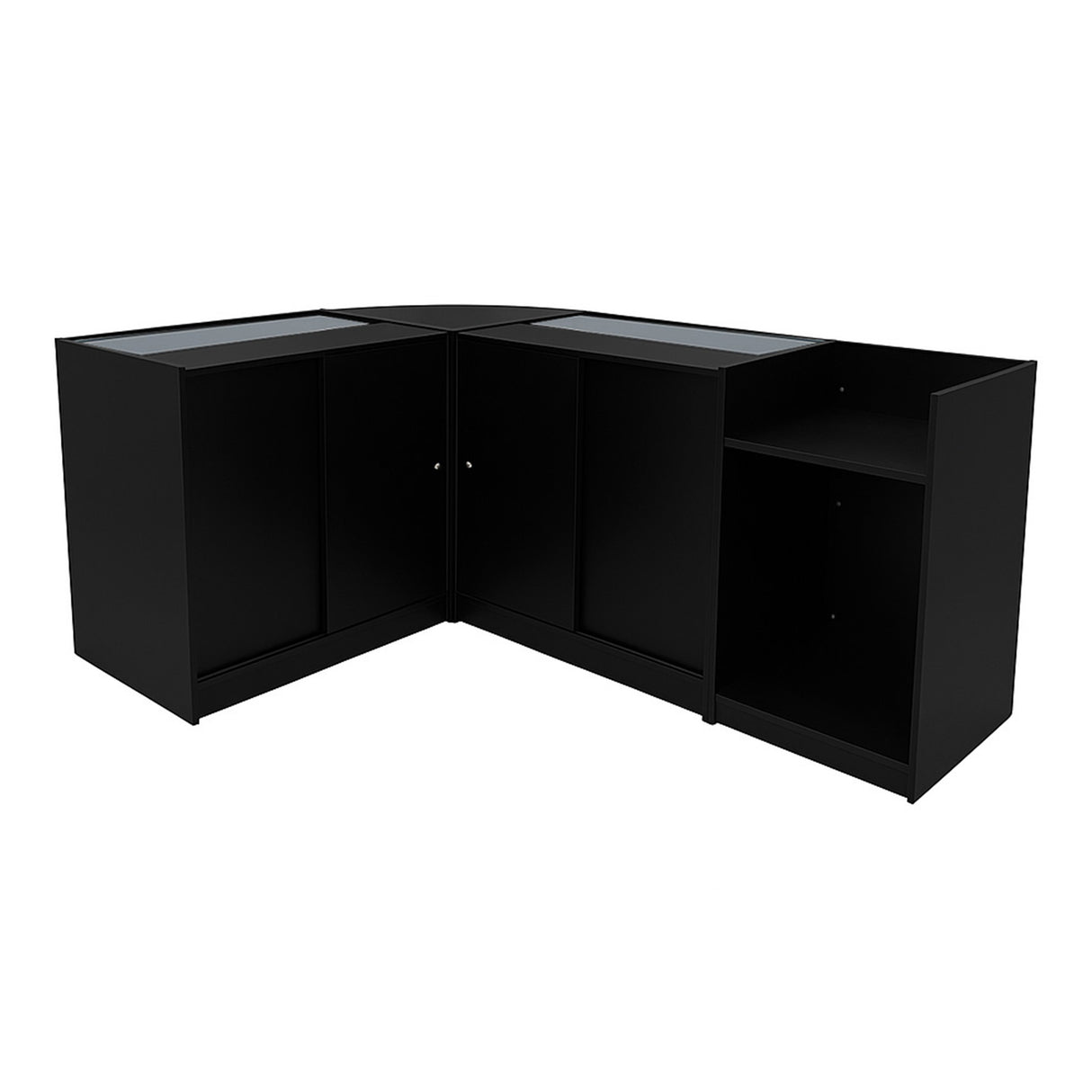 Conjunto de Balcões Comerciais com Luz LED "ASTRO" LM60 + 2xK900 + TB60 – cor Preto