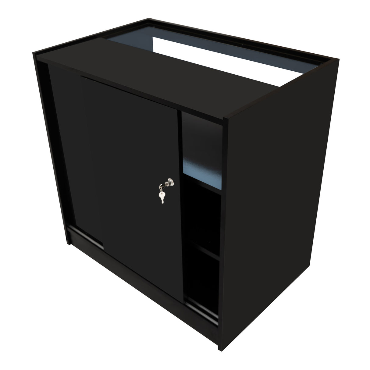 Conjunto de Balcões Comerciais com Luz LED "EUROPA" LM60 + B900 + C900 + TB60 – cor Preto