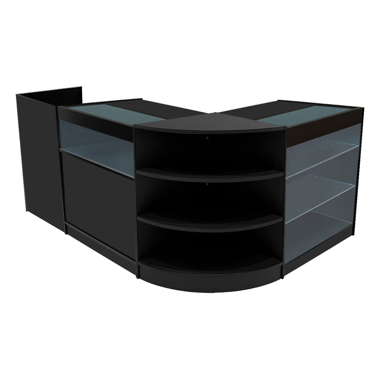 Conjunto de Balcões Comerciais com Luz LED "HYPERION" LM60 + B900 + K900 + TB60 – cor Preto