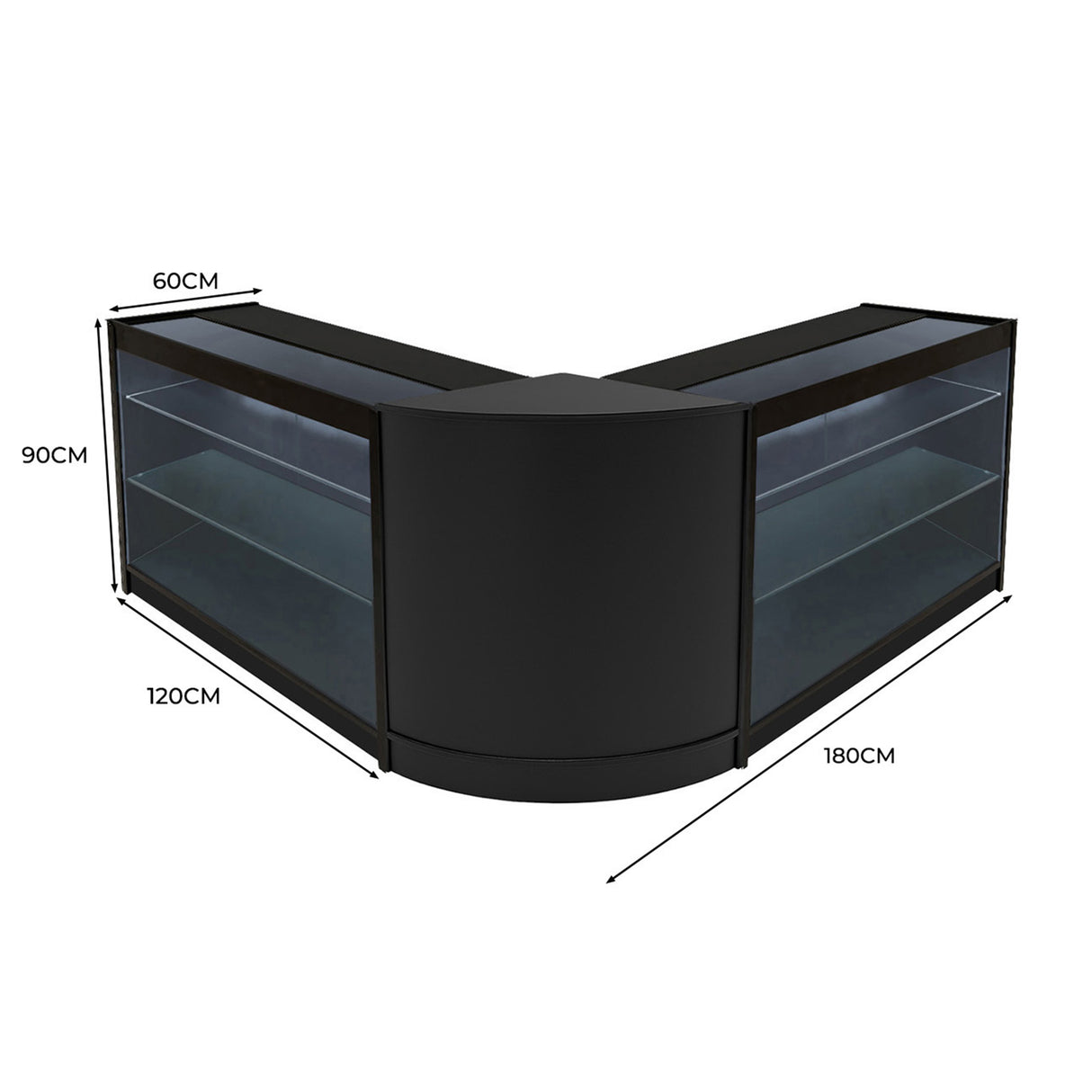 Conjunto de Balcões Comerciais com Luz LED "HELIOS" CM60+ 2x K1200 – cor Preto