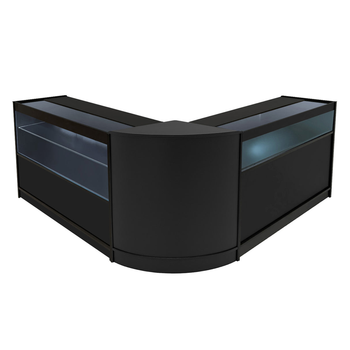 Conjunto de Balcões Comerciais com Luz LED "ADONIS" CM60 + B1200 + C1200 – cor Preto