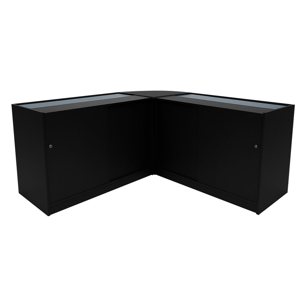 Conjunto de Balcões Comerciais com Luz LED "TRITON" CM60 + K1200 + B1200 – cor Preto