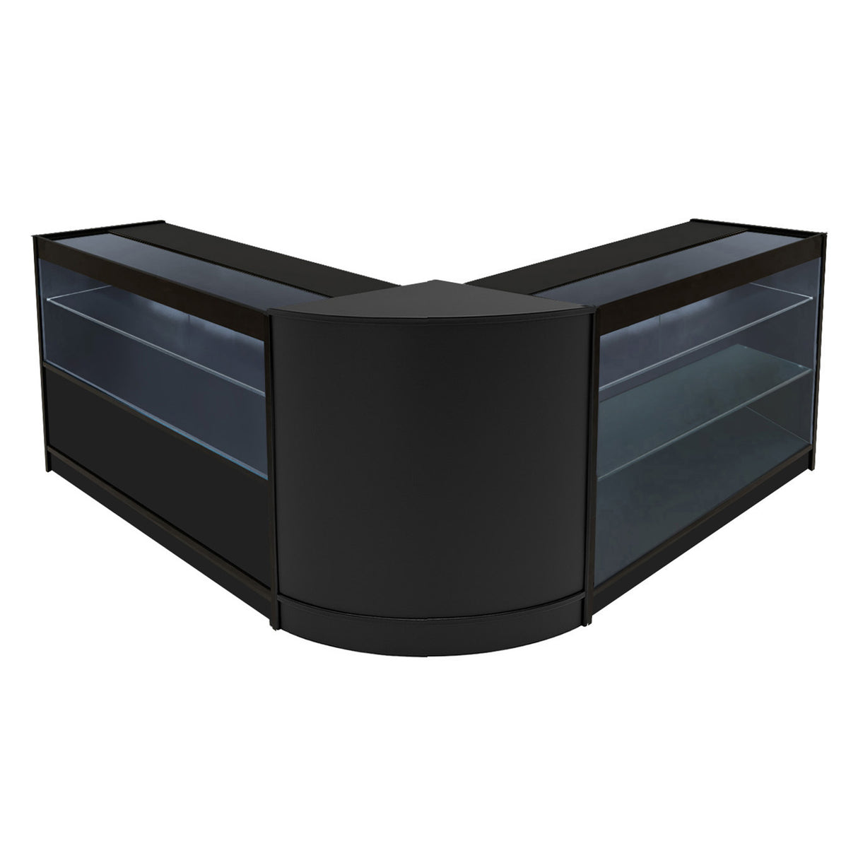 Conjunto de Balcões Comerciais com Luz LED "HERA" CM60 + K1200 + C1200 – cor Preto