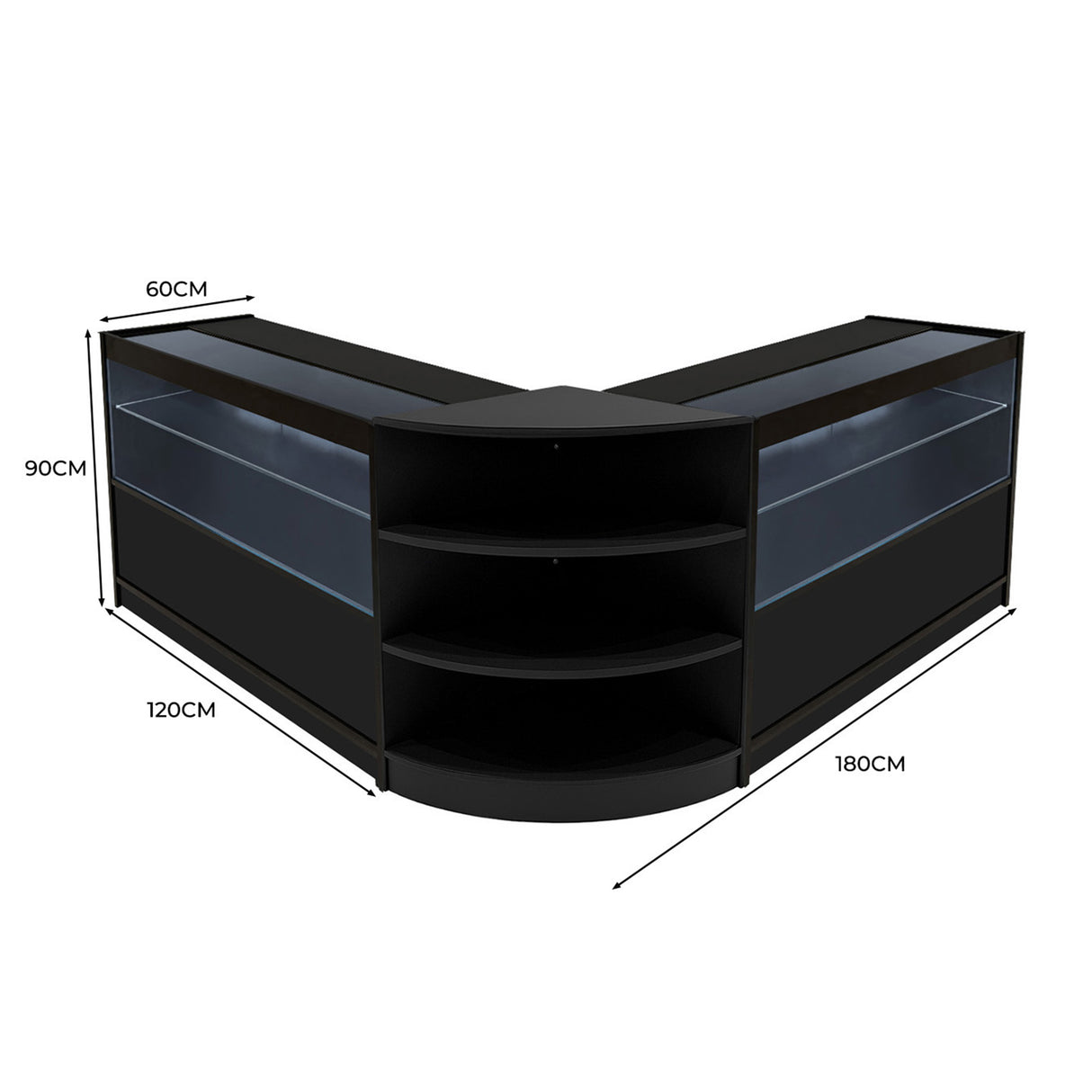 Conjunto de Balcões Comerciais com Luz LED "ANDROMEDA" LM60+ 2x C1200 – cor Preto