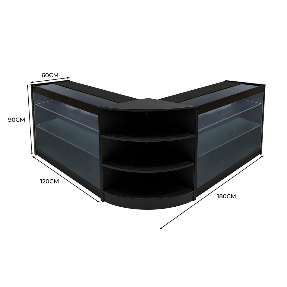 Conjunto de Balcões Comerciais com Luz LED "APOLLO" LM60+ 2x K1200 – cor Preto