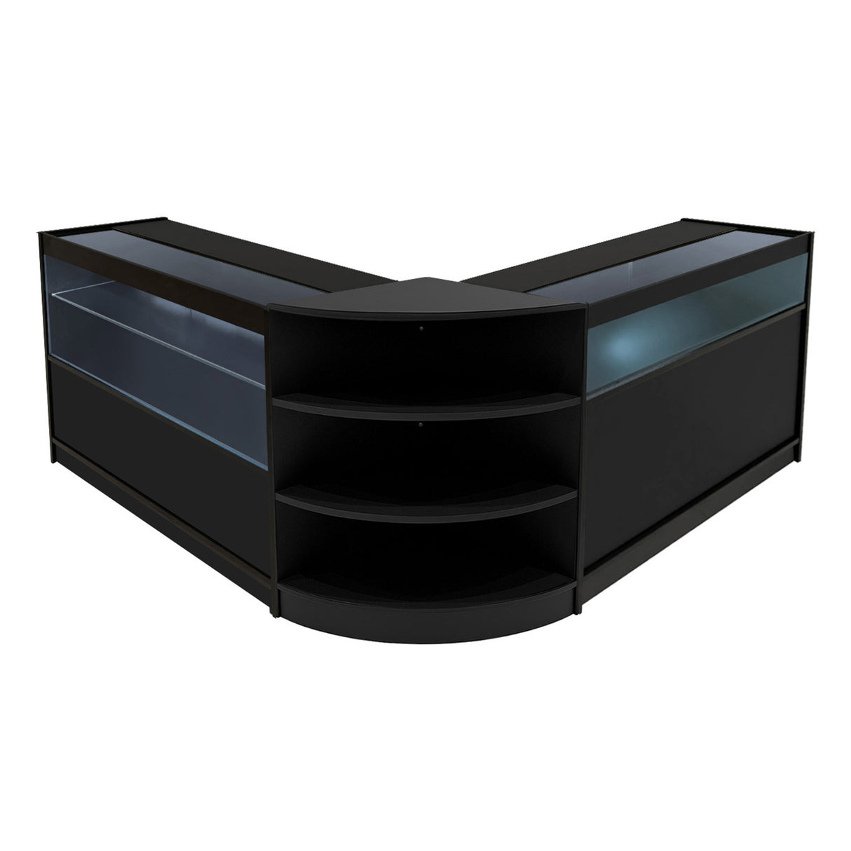 Conjunto de Balcões Comerciais com Luz LED "HARMONIA" LM60 + B1200 + C1200 – cor Preto