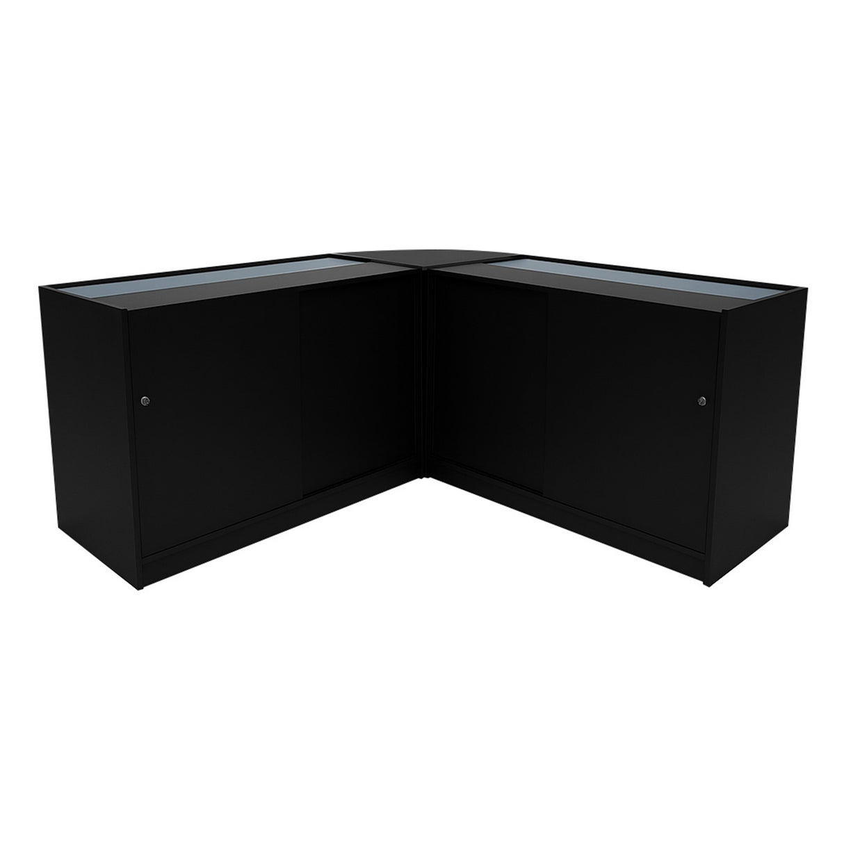 Conjunto de Balcões Comerciais com Luz LED "DEMETER" LM60 + K1200 + B1200 – cor Preto