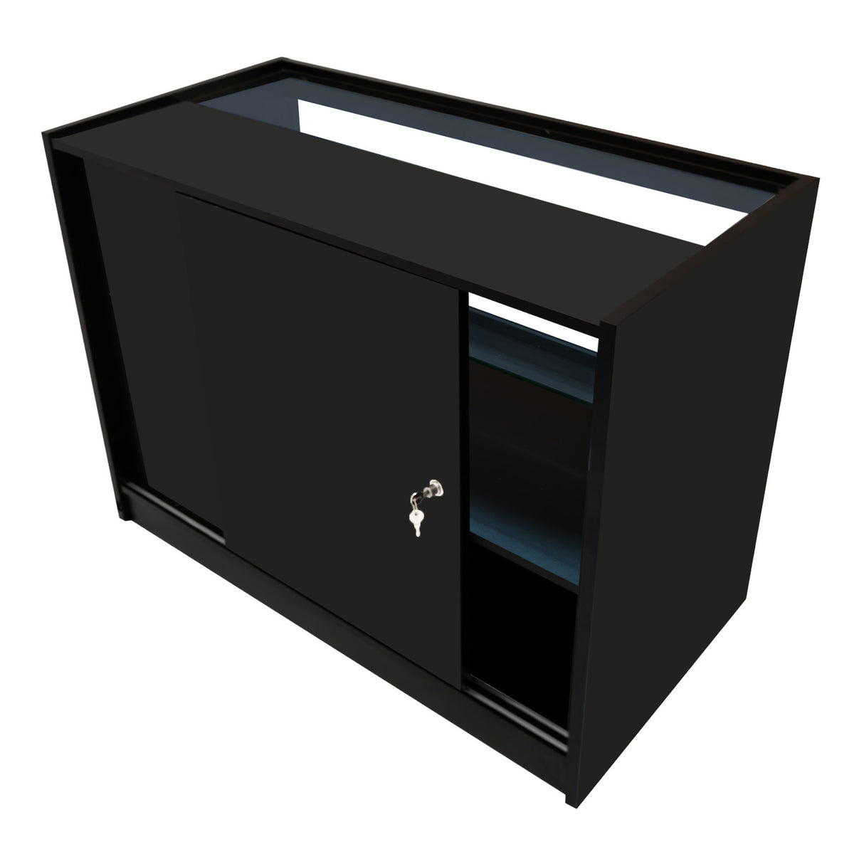 Conjunto de Balcões Comerciais com Luz LED "PHOENIX" CM60 + 2xC1200 + TB60 – cor Preto