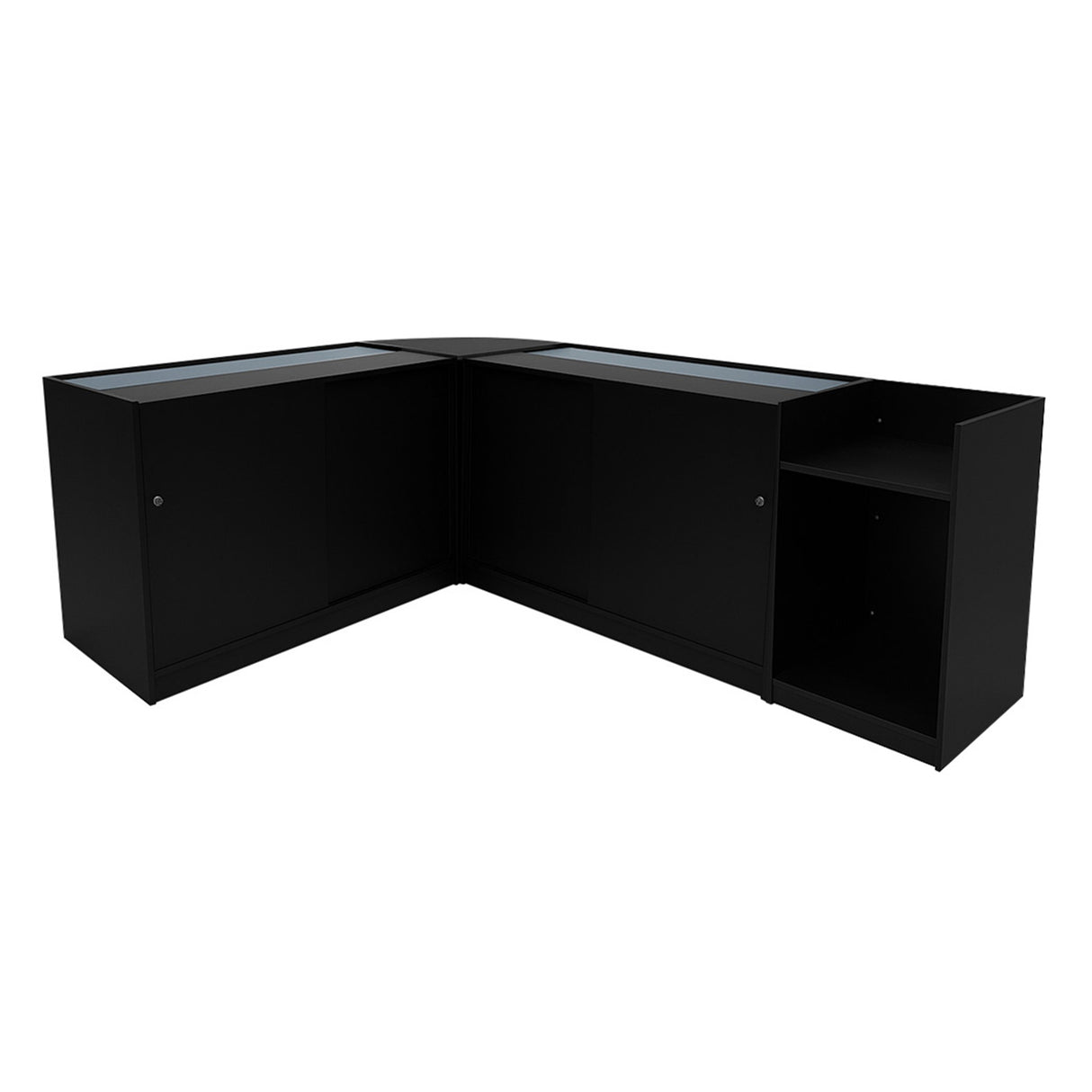 Conjunto de Balcões Comerciais com Luz LED "PHOENIX" CM60 + 2xC1200 + TB60 – cor Preto