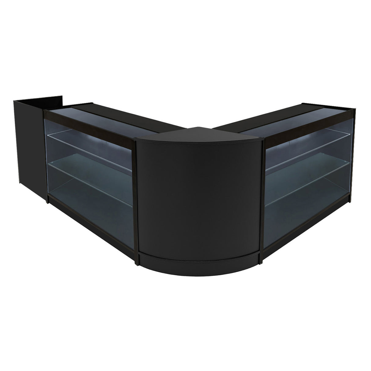 Conjunto de Balcões Comerciais com Luz LED "ARIES" CM60 + 2xK1200 + TB60 – cor Preto