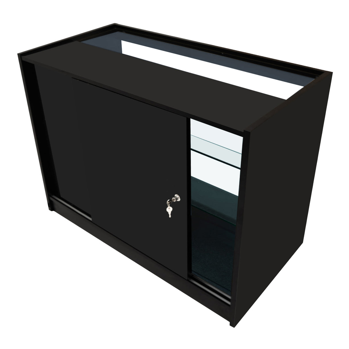 Conjunto de Balcões Comerciais com Luz LED "ARIES" CM60 + 2xK1200 + TB60 – cor Preto