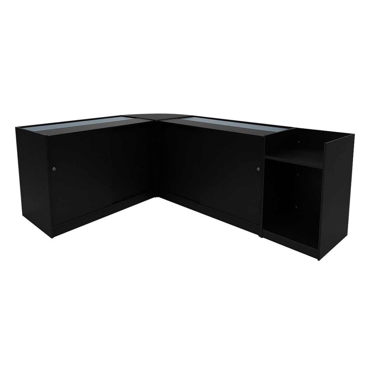 Conjunto de Balcões Comerciais com Luz LED "ASTRO" LM60 + 2xK1500 + TB60 – cor Preto