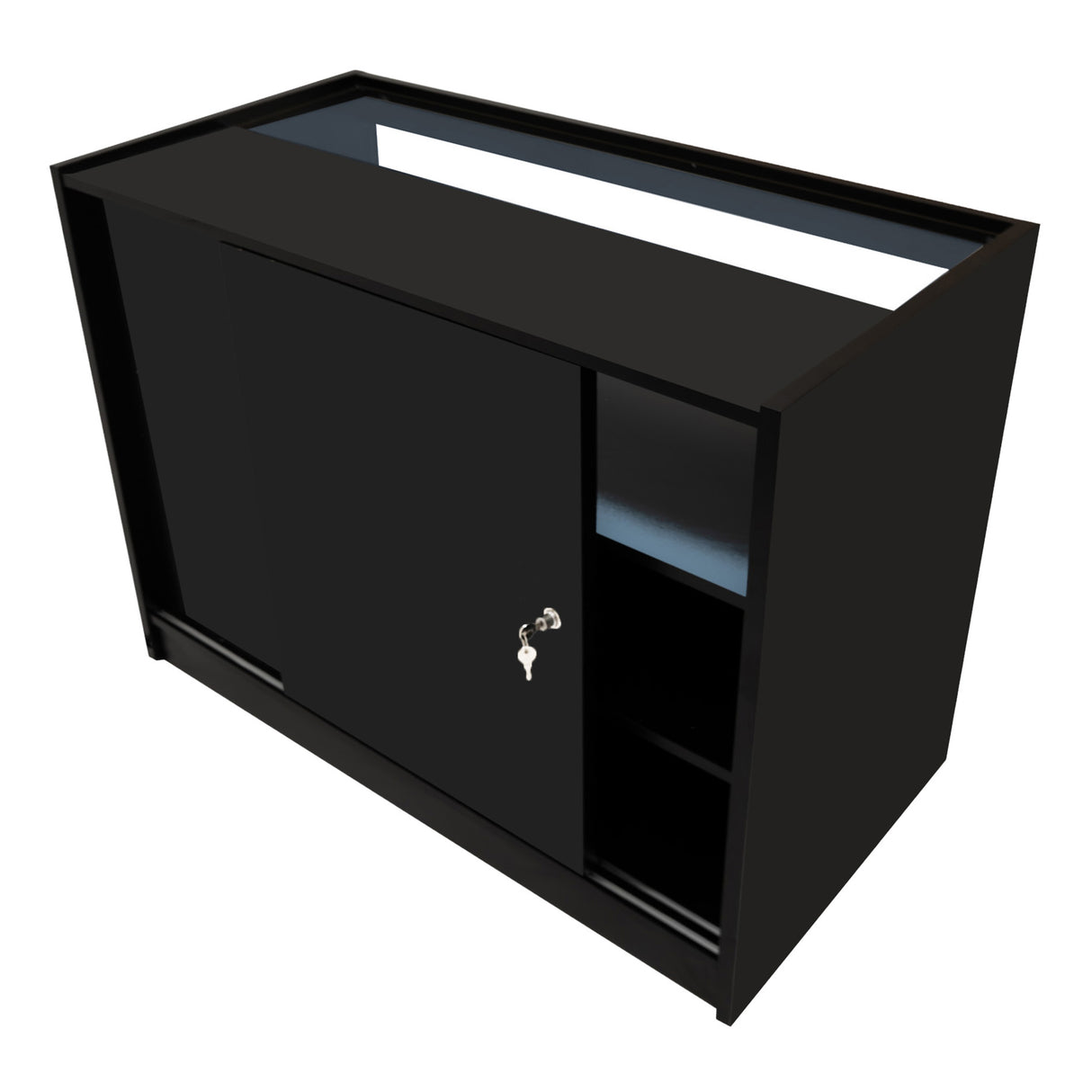 Conjunto de Balcões Comerciais com Luz LED "HYPERION" LM60 + B1200 + K1200 + TB60 – cor Preto