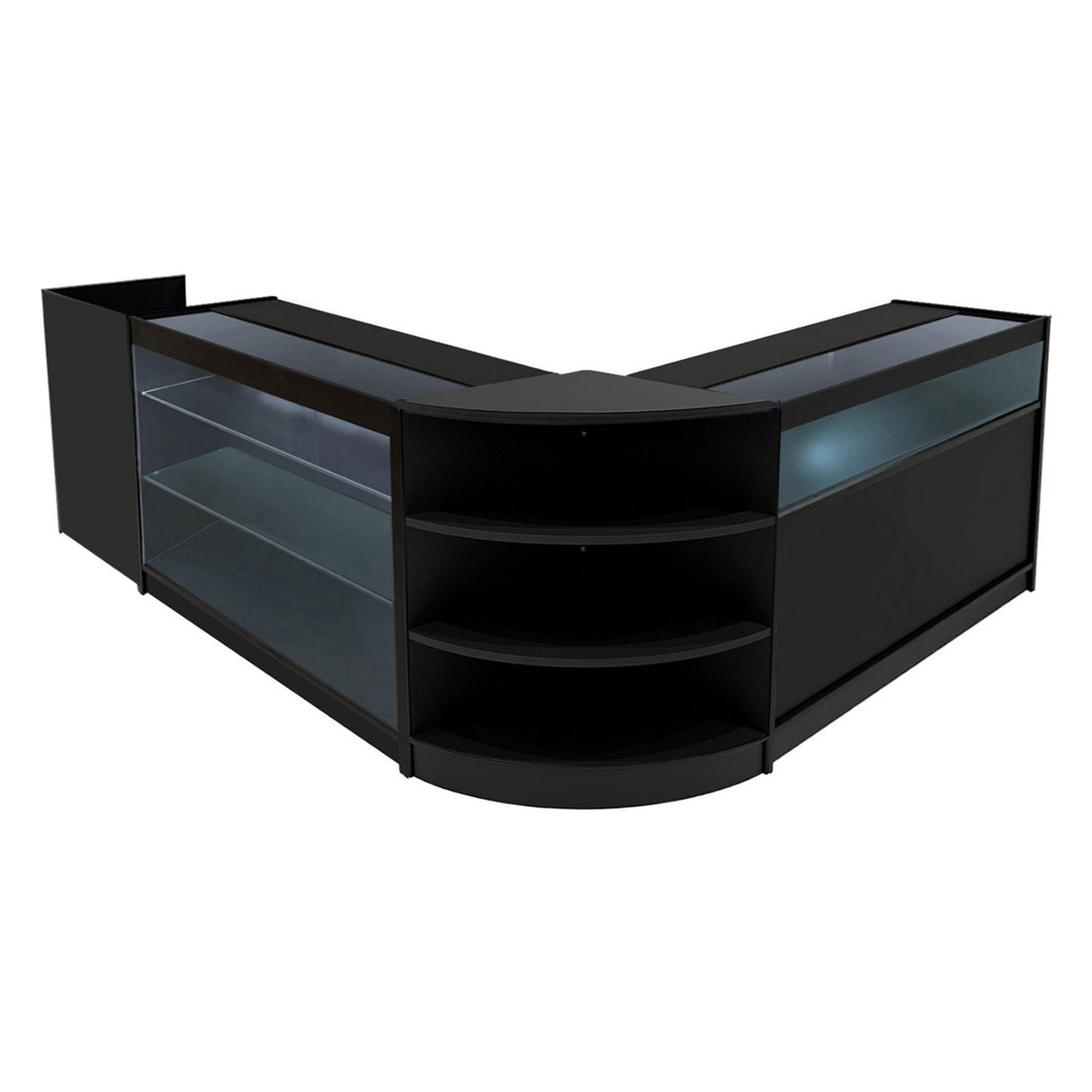 Conjunto de Balcões Comerciais com Luz LED "HYPERION" LM60 + B1200 + K1200 + TB60 – cor Preto