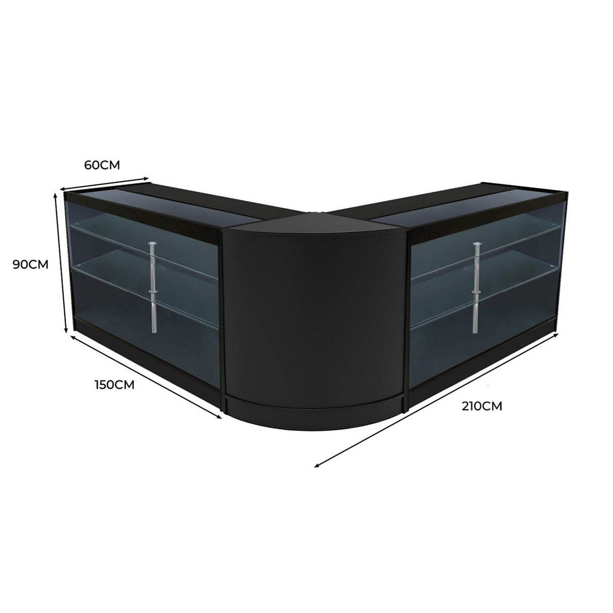 Conjunto de Balcões Comerciais com Luz LED "HELIOS" CM60+ 2x K1500 – cor Preto