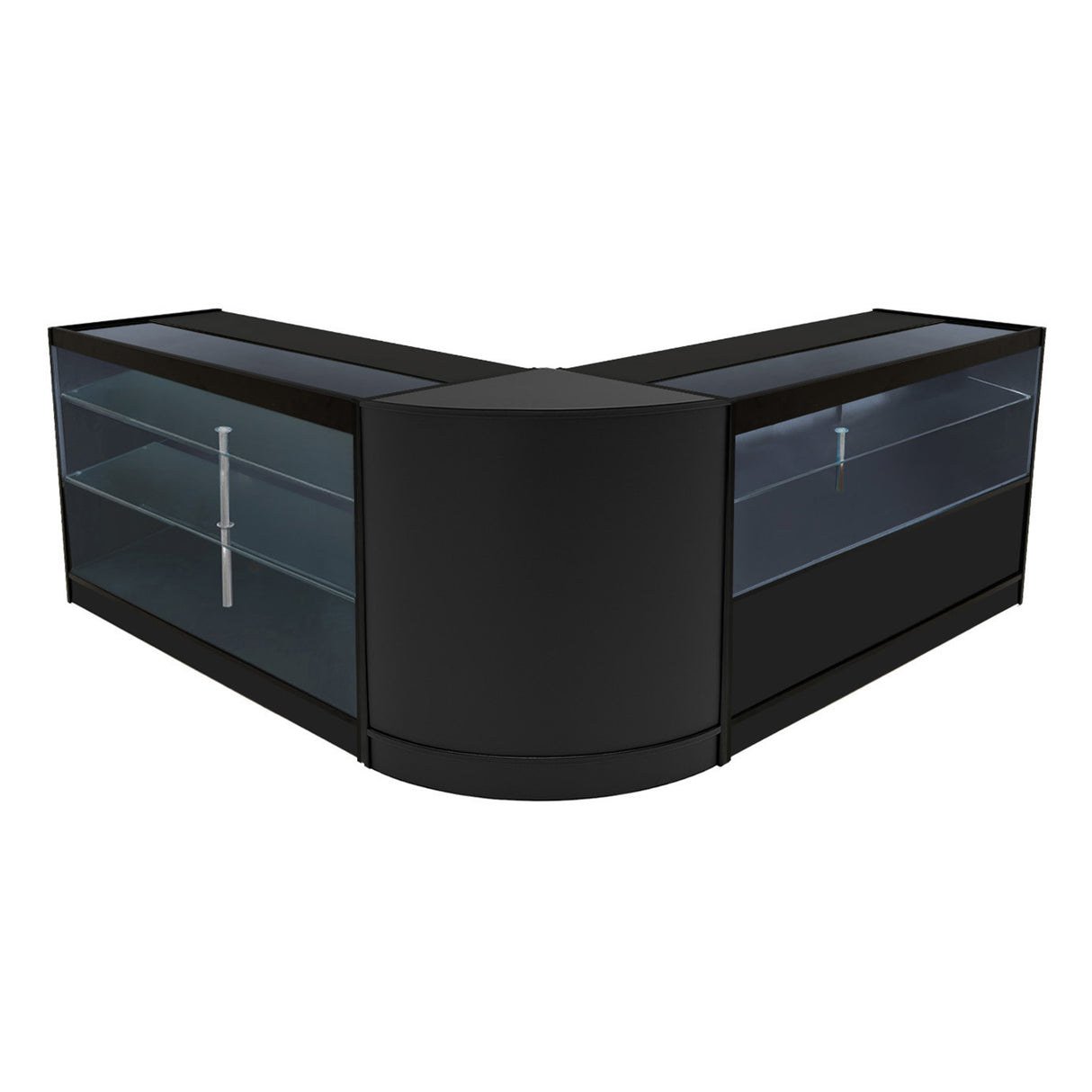 Conjunto de Balcões Comerciais com Luz LED "HERA" CM60 + K1500 + C1500 – cor Preto