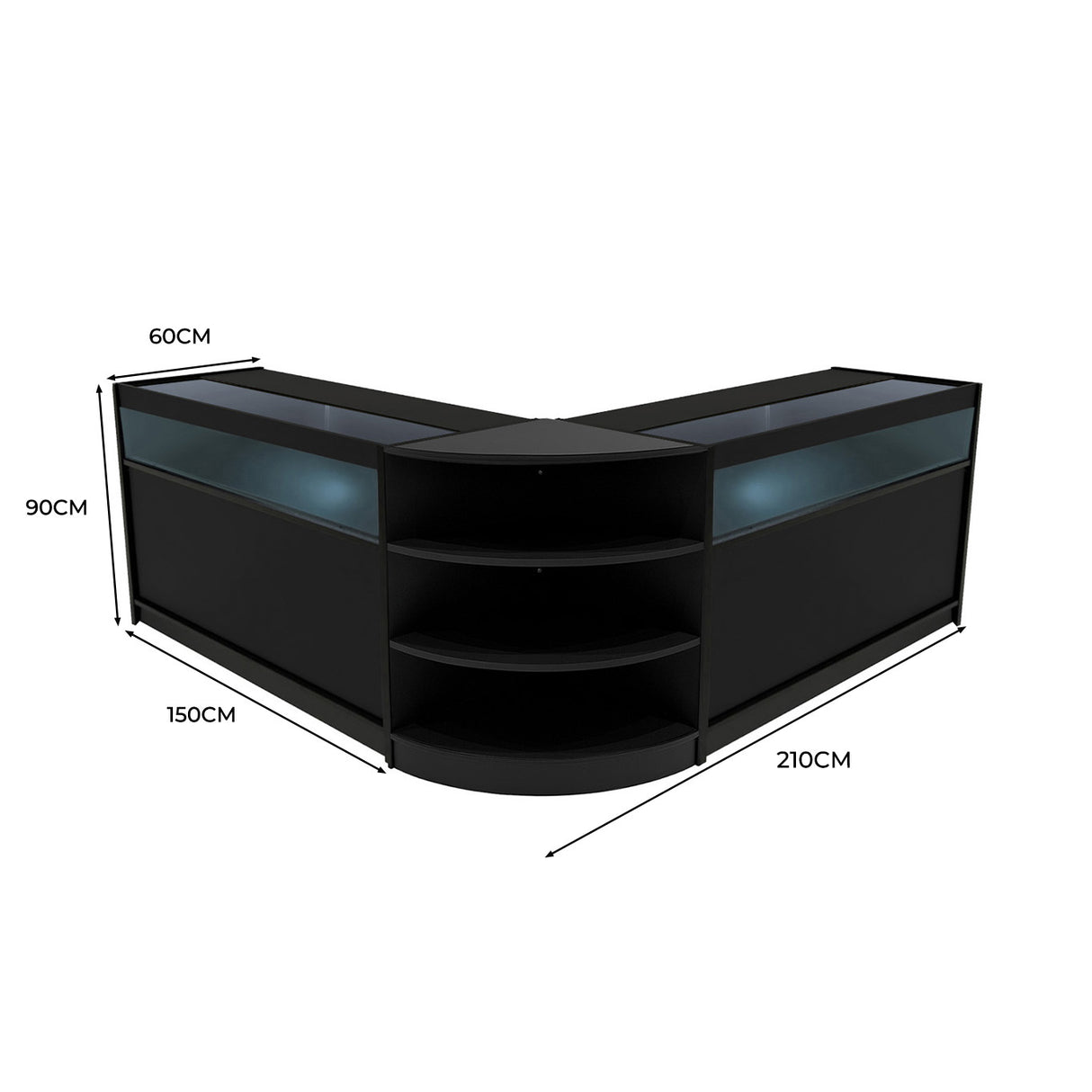 Conjunto de Balcões Comerciais com Luz LED "THESEUS" LM60+ 2x B1500 – cor Preto