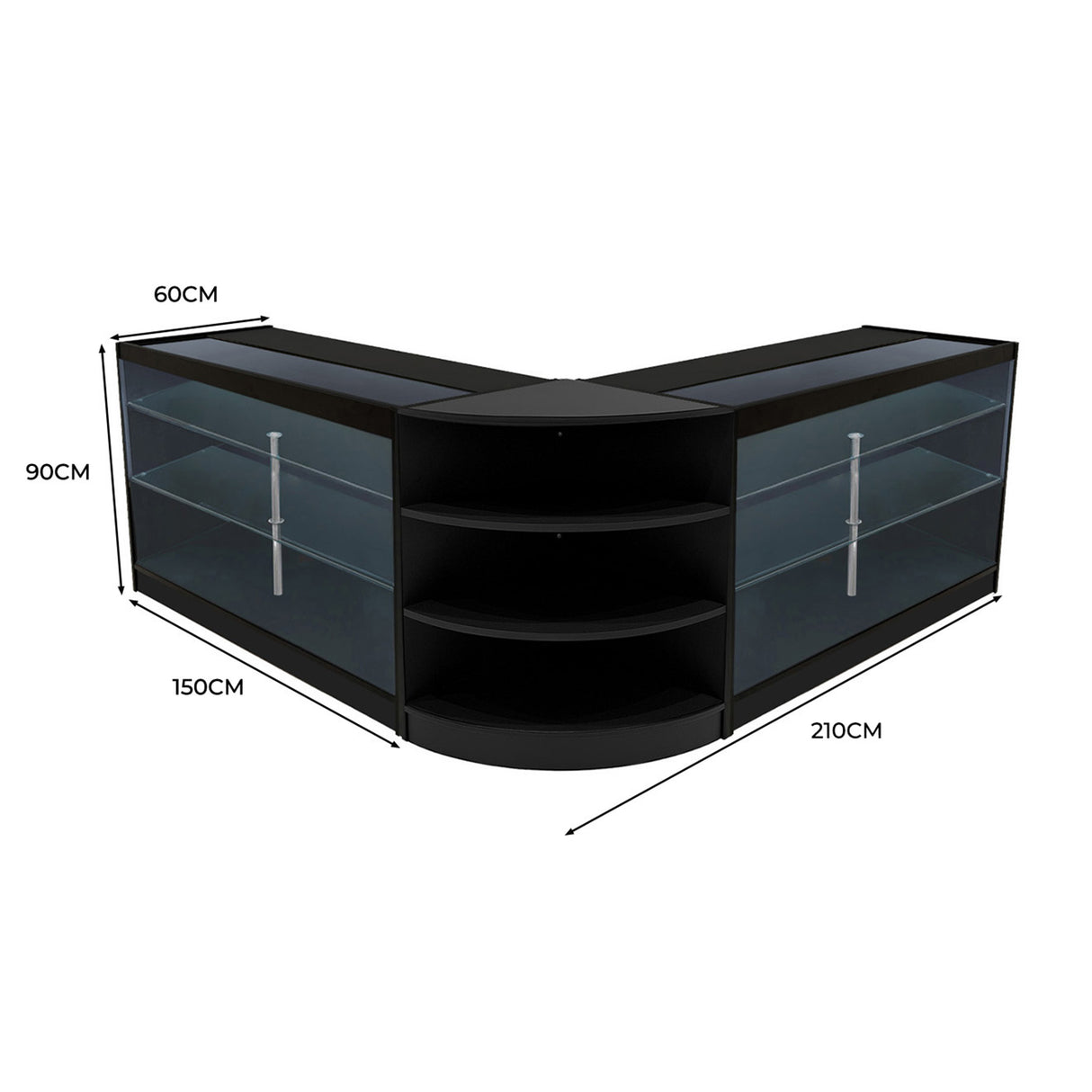 Conjunto de Balcões Comerciais com Luz LED "APOLLO" LM60+ 2x K1500 – cor Preto