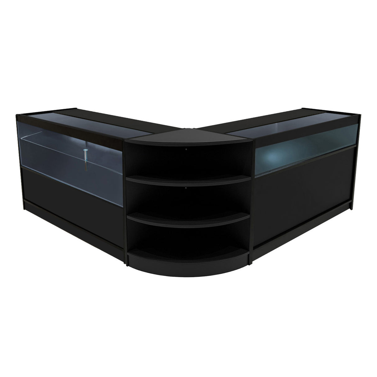 Conjunto de Balcões Comerciais com Luz LED "HARMONIA" LM60 + B1500 + C1500 – cor Preto