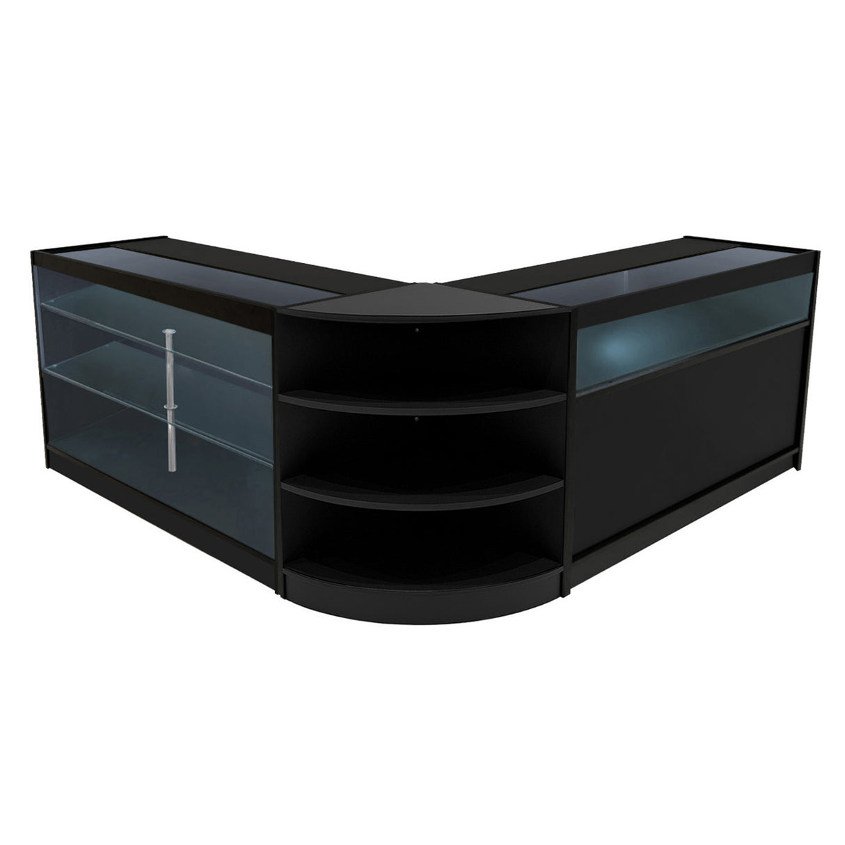 Conjunto de Balcões Comerciais com Luz LED "DEMETER" LM60 + K1500 + B1500 – cor Preto