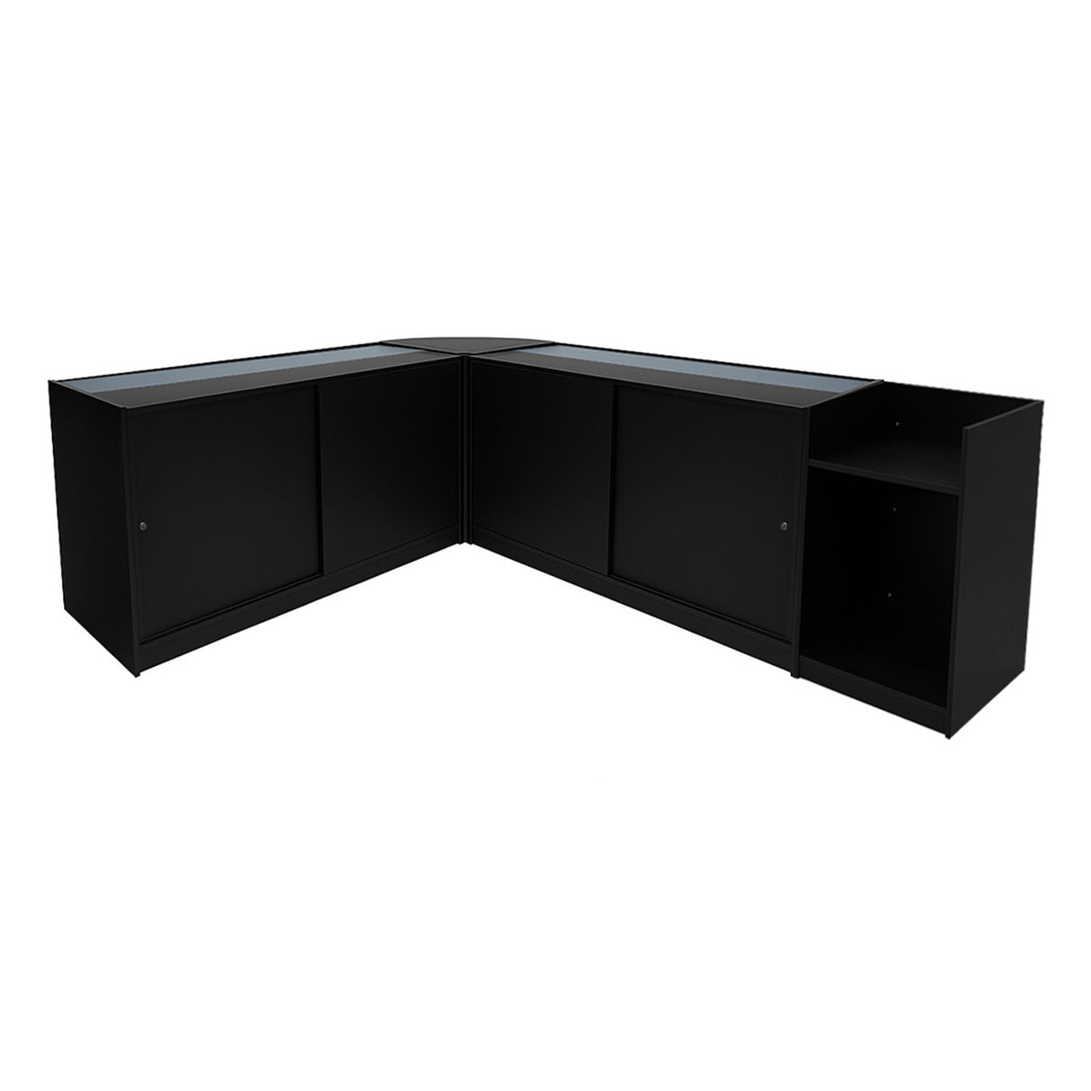 Conjunto de Balcões Comerciais com Luz LED "PHOENIX" CM60 + 2xC1500 + TB60 – cor Preto