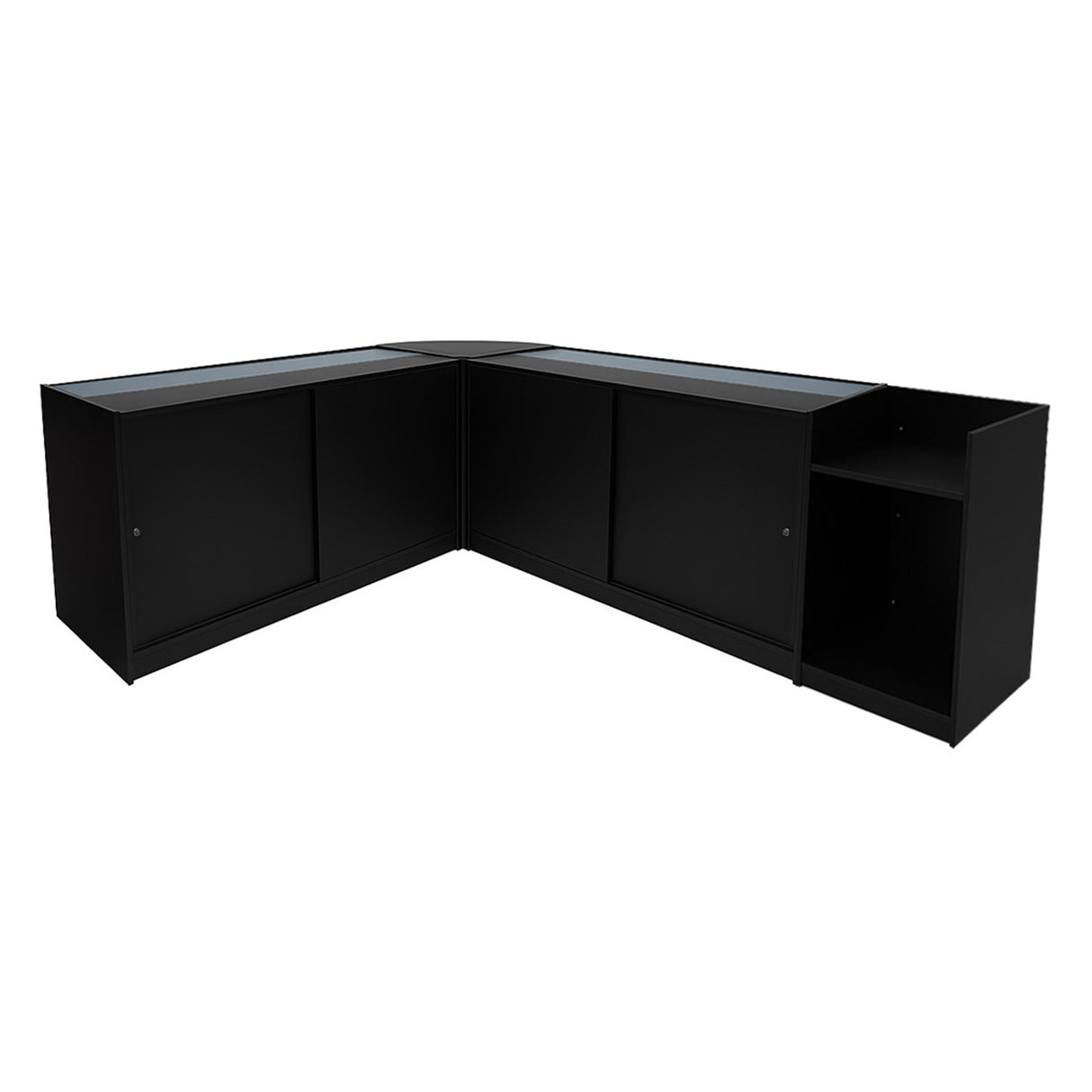 Conjunto de Balcões Comerciais com Luz LED "ARIES" CM60 + 2xK1500 + TB60 – cor Preto